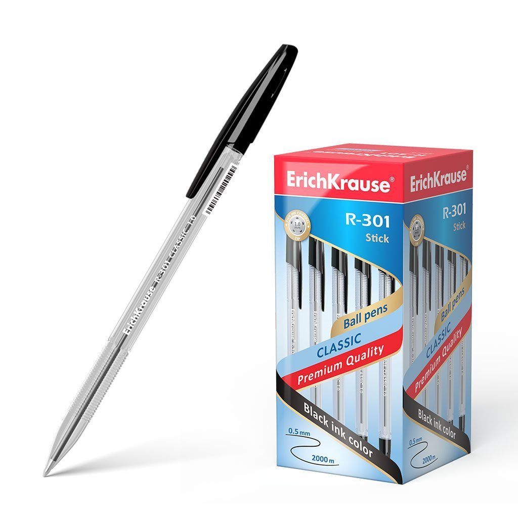 Erich Krause Kugelschreiber, Kugelschreiber R-301 Classic 0,5mm 50er Pack Schwarz