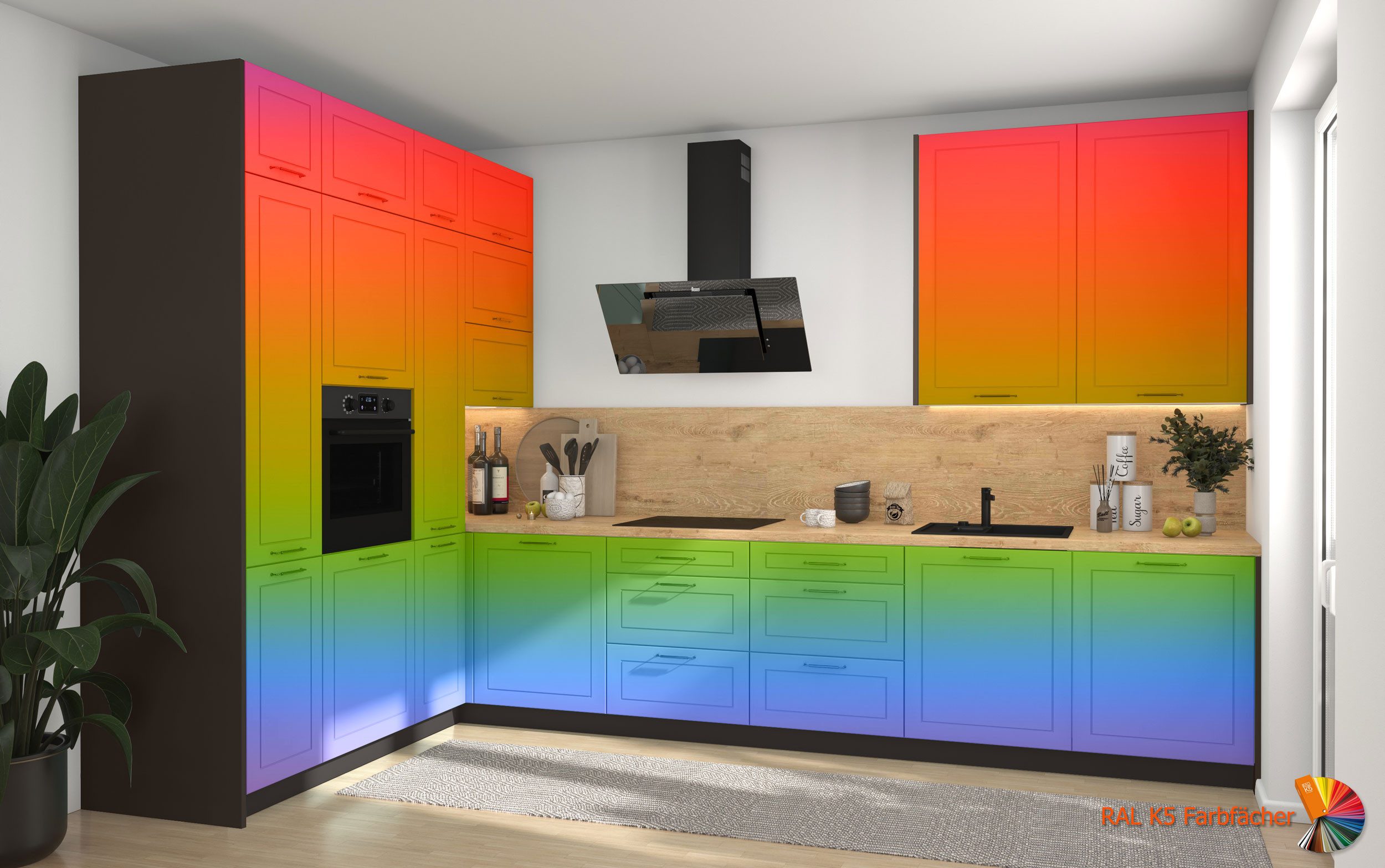 Feldmann-Wohnen Winkelküche Bari, (16-teilig, inklusive Abschlussrahmen, REJS Vollauszug), 202x347cm REJS Vollauszug