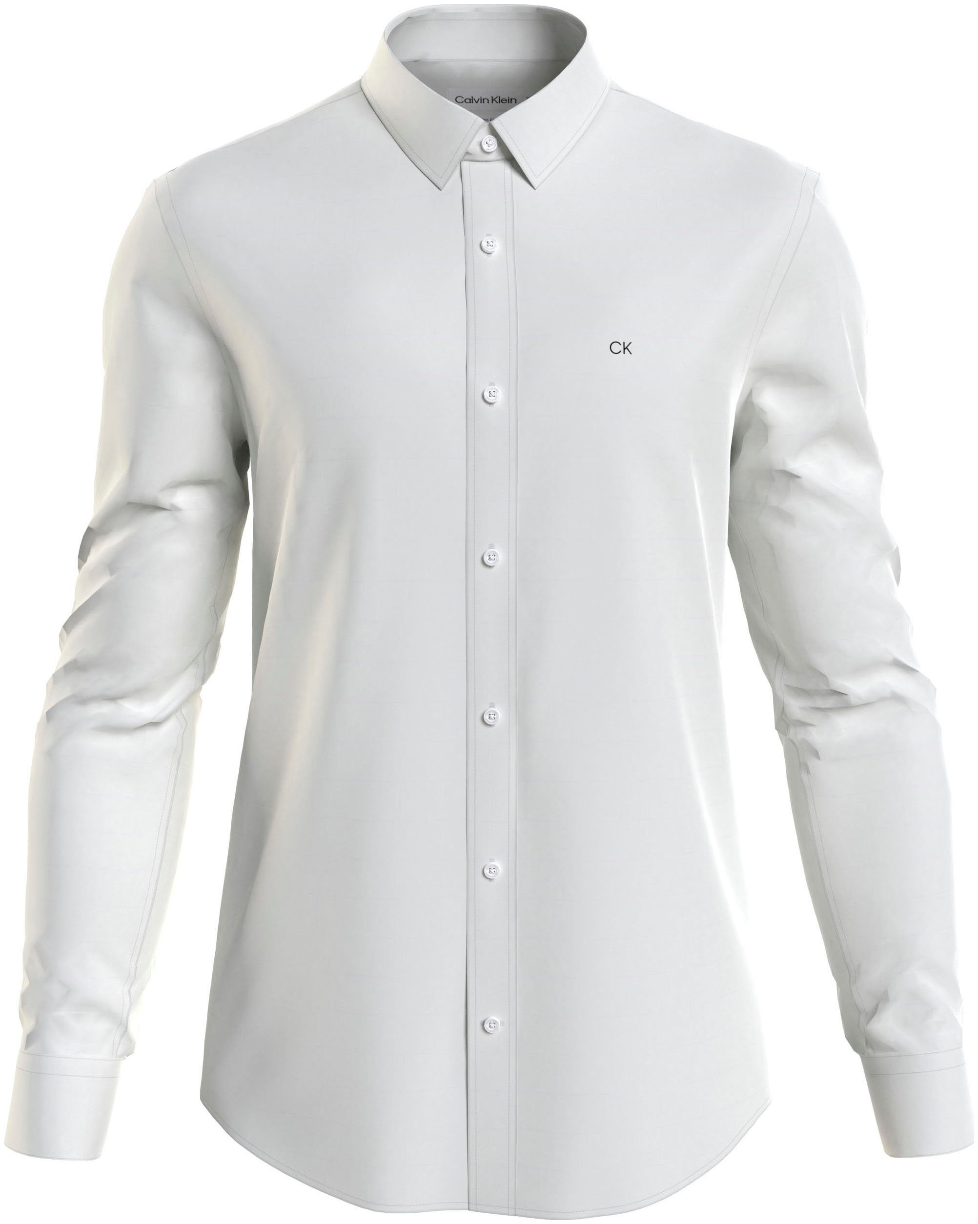 Calvin Klein Businesshemd STRETCH POPLIN Klein mit SLIM bright white SHIRT Logo der auf Calvin Brust