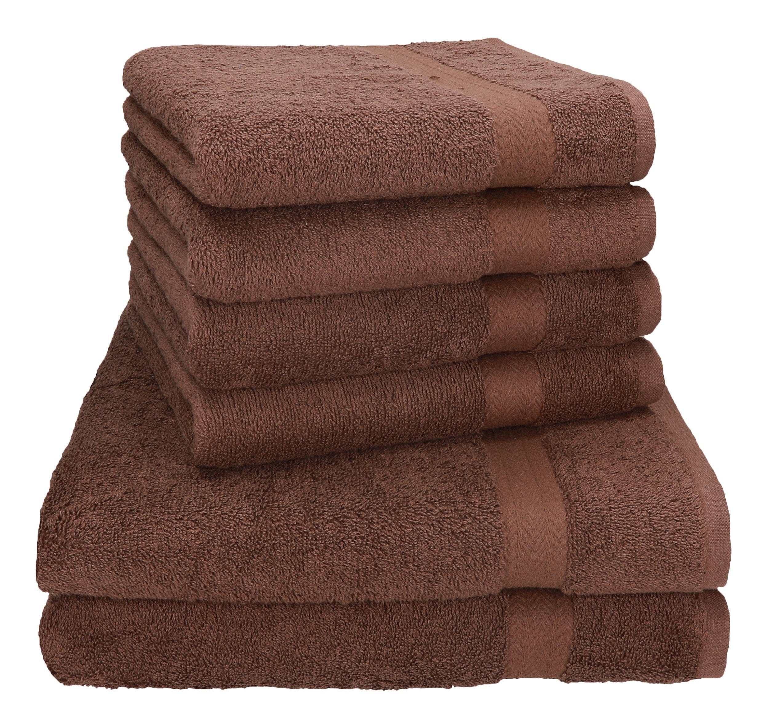 Baumwolle, Handtuch-Set -6 Handtuch teiliges 100% Betz Handtücher-Set-100% PREMIUM Betz nuss (6-tlg) Baumwolle, Set