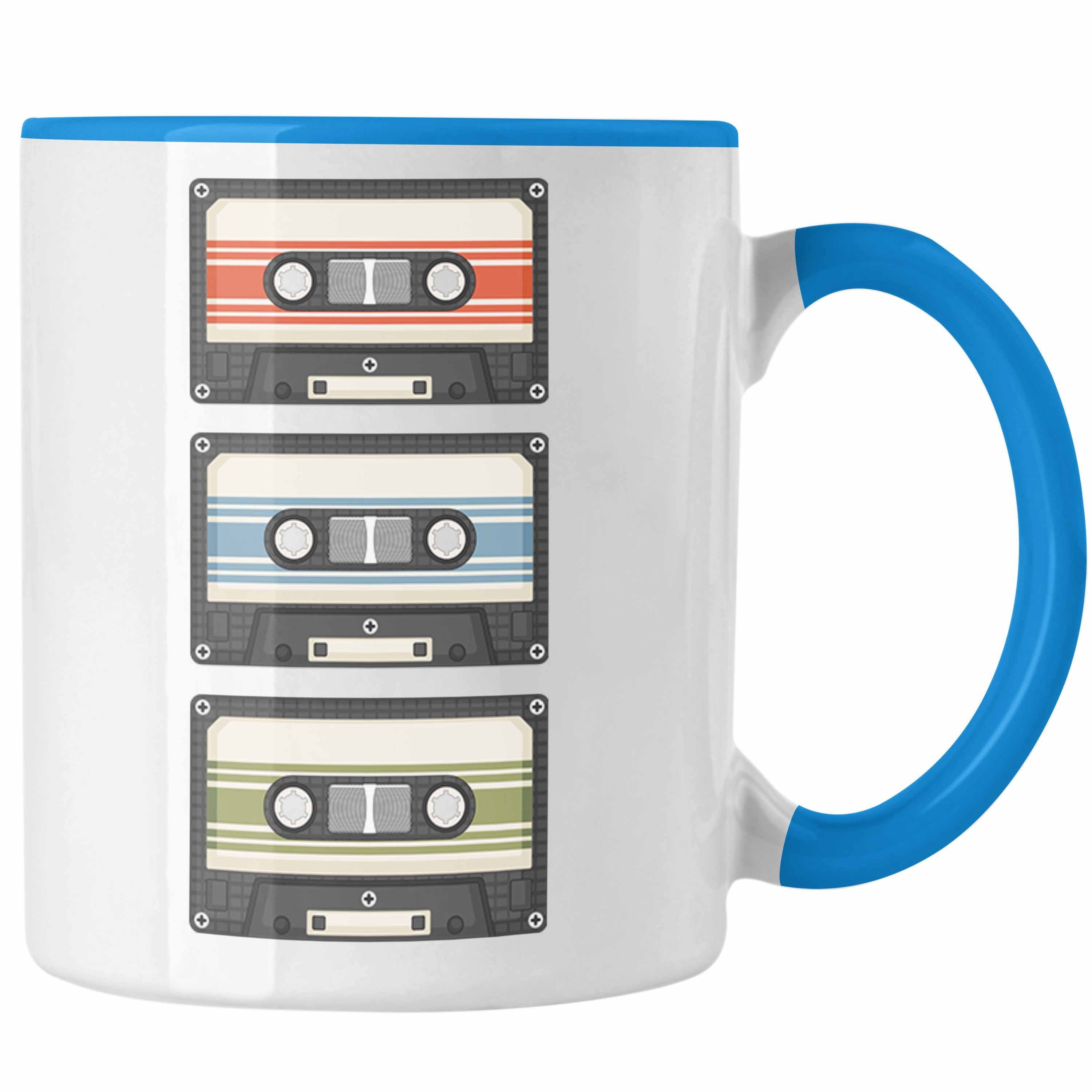 Retro Nostalgie Vintage Tasse Kaffee-Be Tasse Kassette Trendation Geschenk Blau Geschenkidee