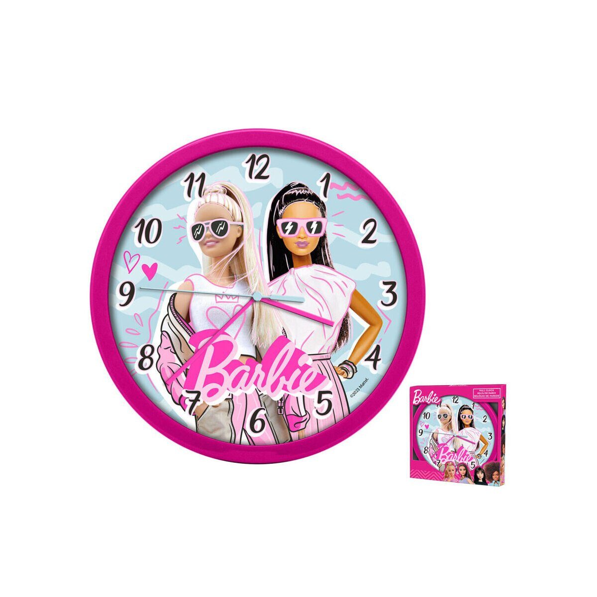Barbie Wanduhr Barbie Wanduhr 25cm Strong Girls Uhr Kinderzimmer pink