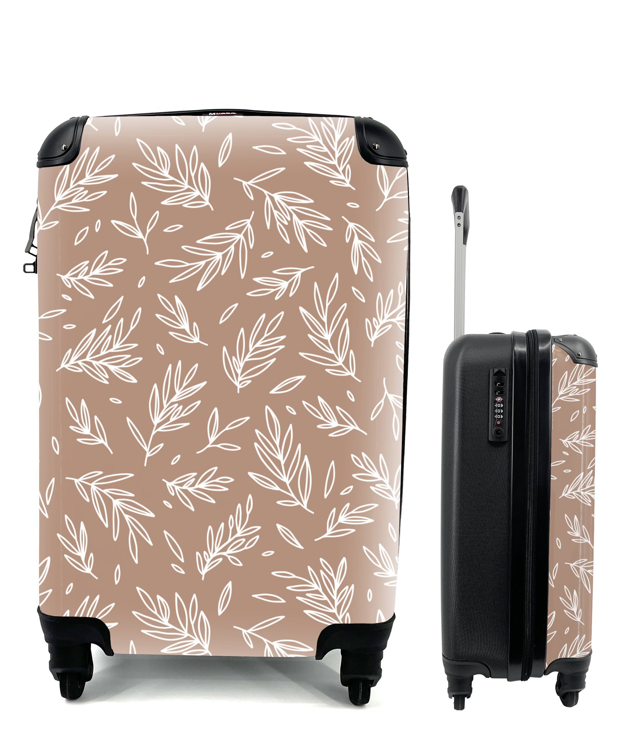 Handgepäck MuchoWow - - Äste Handgepäckkoffer Reisetasche rollen, Muster Rollen, mit Reisekoffer für Trolley, Ferien, 4 Blätter,