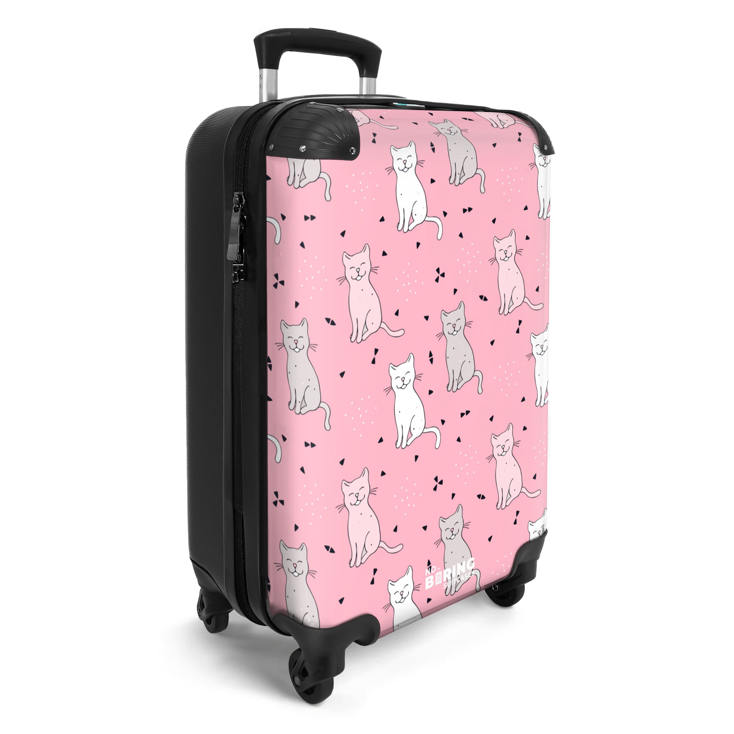 NoBoringSuitcases.com© Kinderkoffer Katze - Rosa - Muster - Katze - Haustiere 55x35x20cm, Kinder Koffer Klein, Trolley Handgepäck, Reisekoffer – Bild 2 von 5