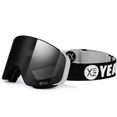 YEAZ Skibrille APEX magnet-ski-snowboardbrille schwarz/silber, Magnet-Wechsel-System für Gläser, schwarz/silber