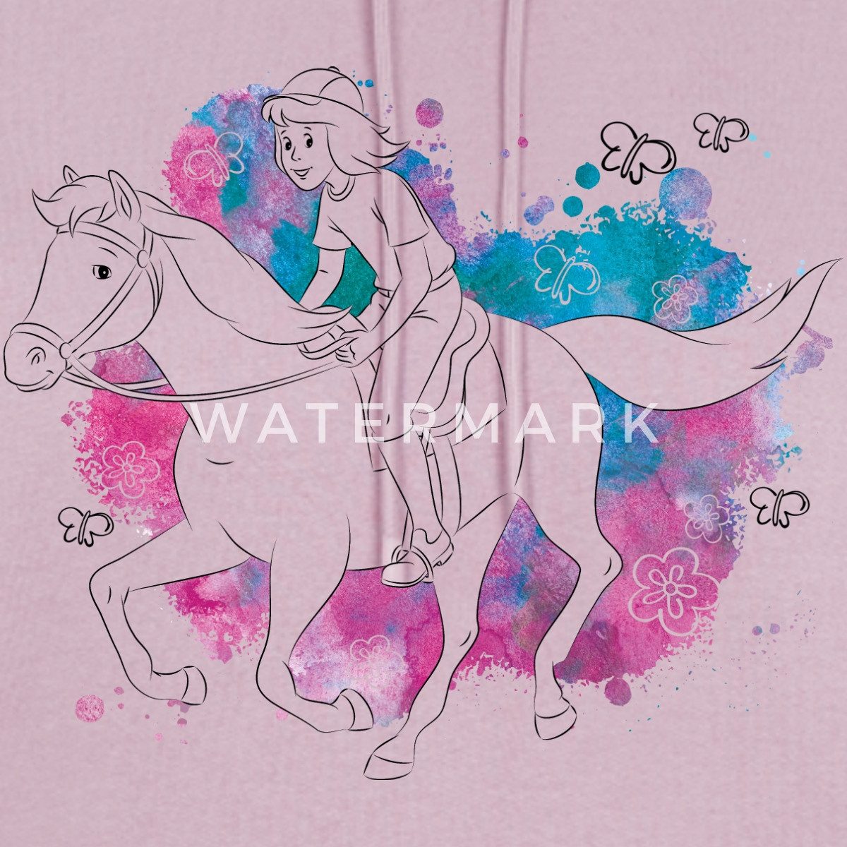 Spreadshirt Hoodie Bibi Und Tina Hengst Amadeus Im Galopp Line Art Damen Premium Hoodie (1-tlg)