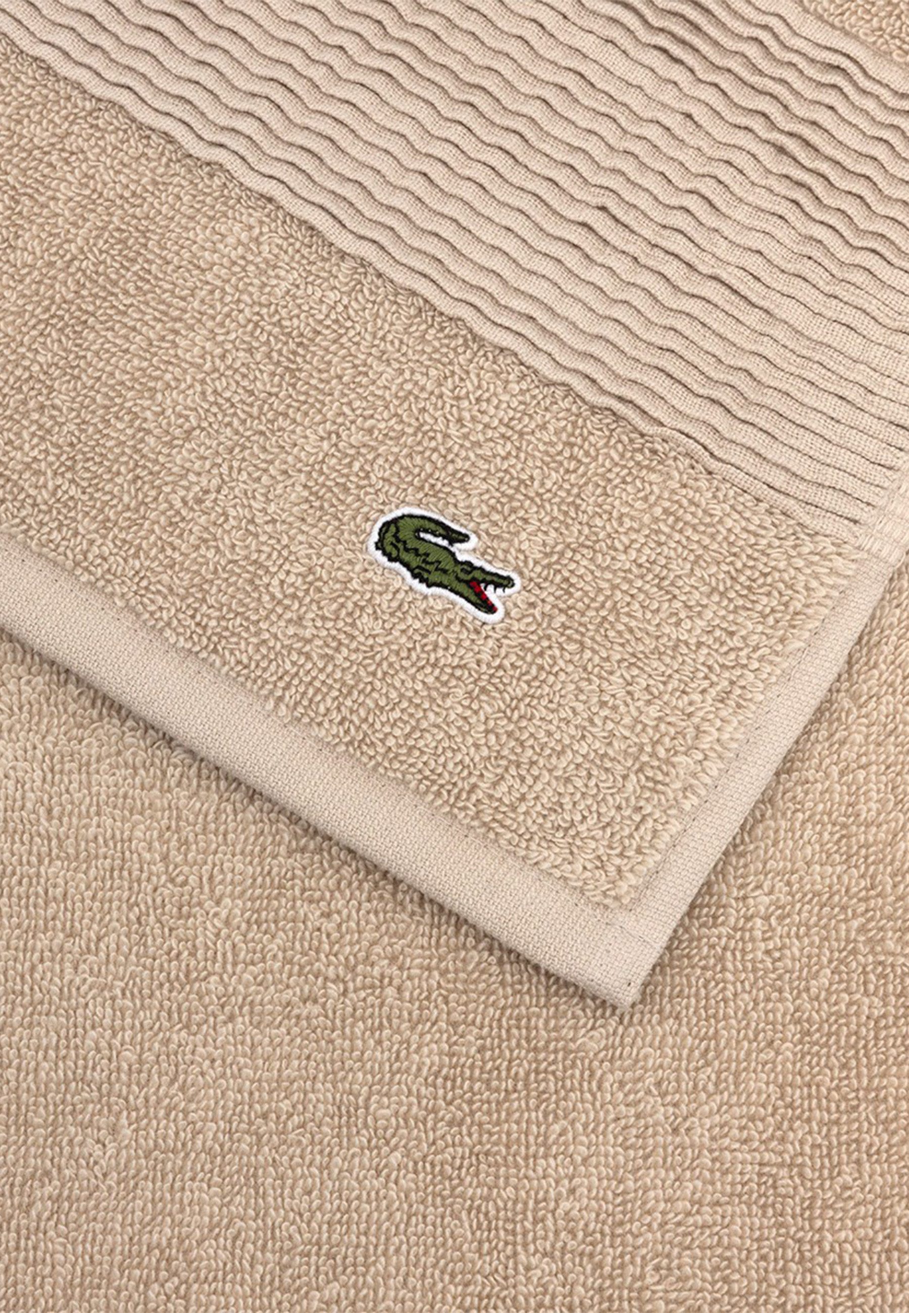 Lacoste Waschhandschuh LLECROCO, (1-St), mit Label-Applikationen