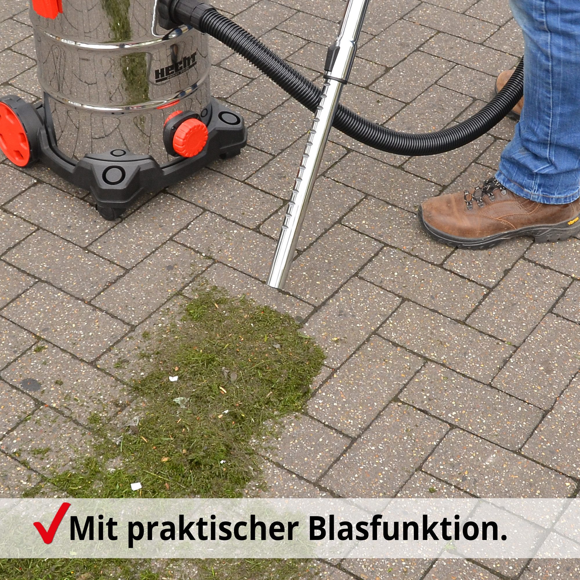 Hecht Industriesauger Nass-/Trockensauger 8335 Z mit Zubehör, 1400 W, Mit Beutel, 35L Behälter, 18 Kpa, Blasfunktion