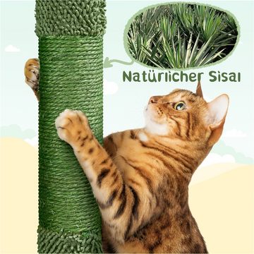 Yaheetech Kratzbaum, Kaktus Katzenbaum 133 cm hoch, 4-stufig, für 2-3 Katzen Grün-Braun