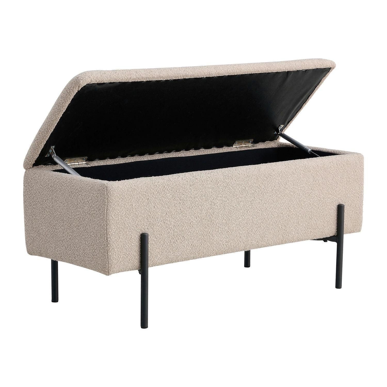 House Nordic Sitzbank WATFORD, Beige, Boucléstoff, mit Stauraum, B 95 x H 43 x T 37 cm