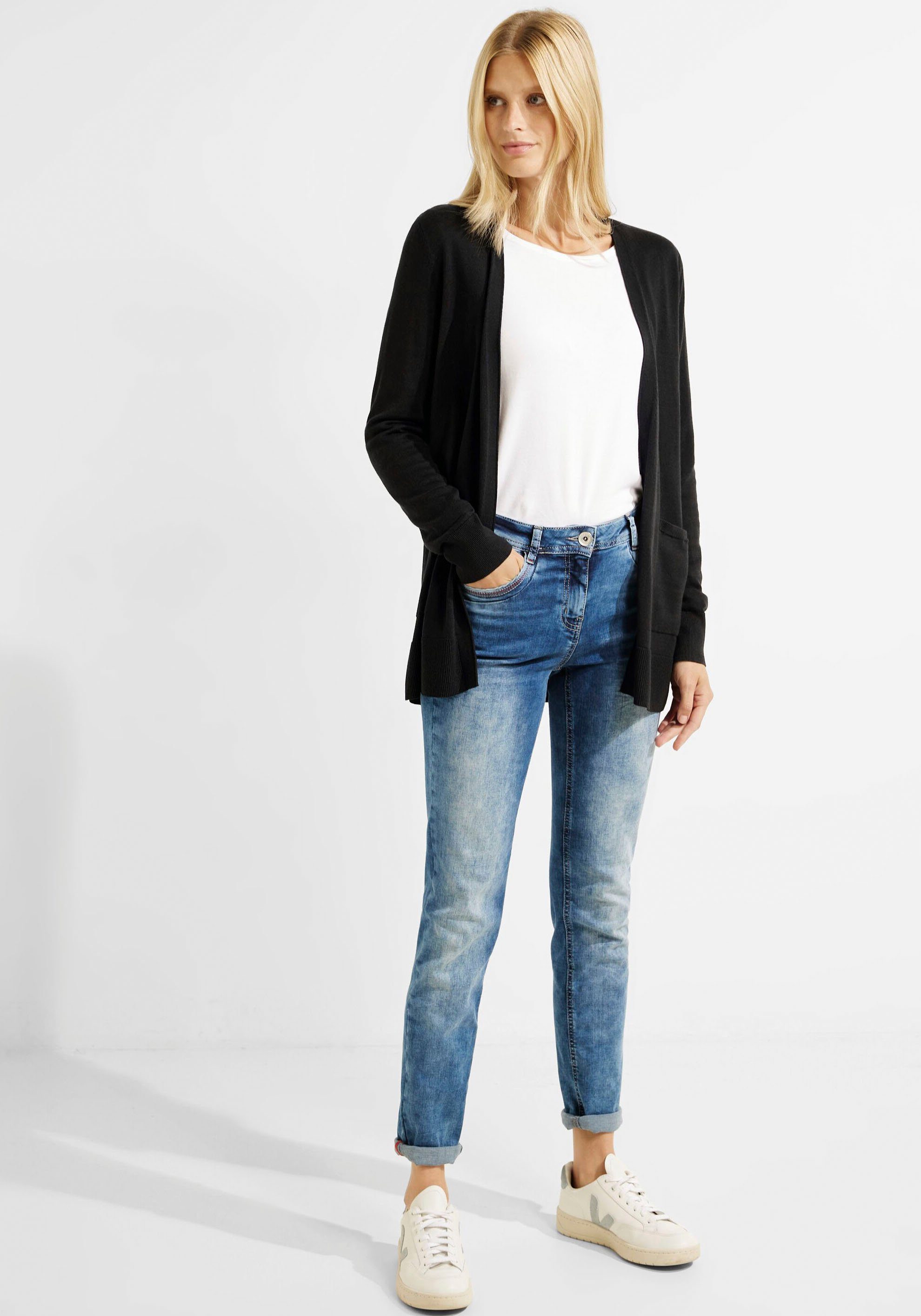 Optik Black melierter Cardigan Cecil in