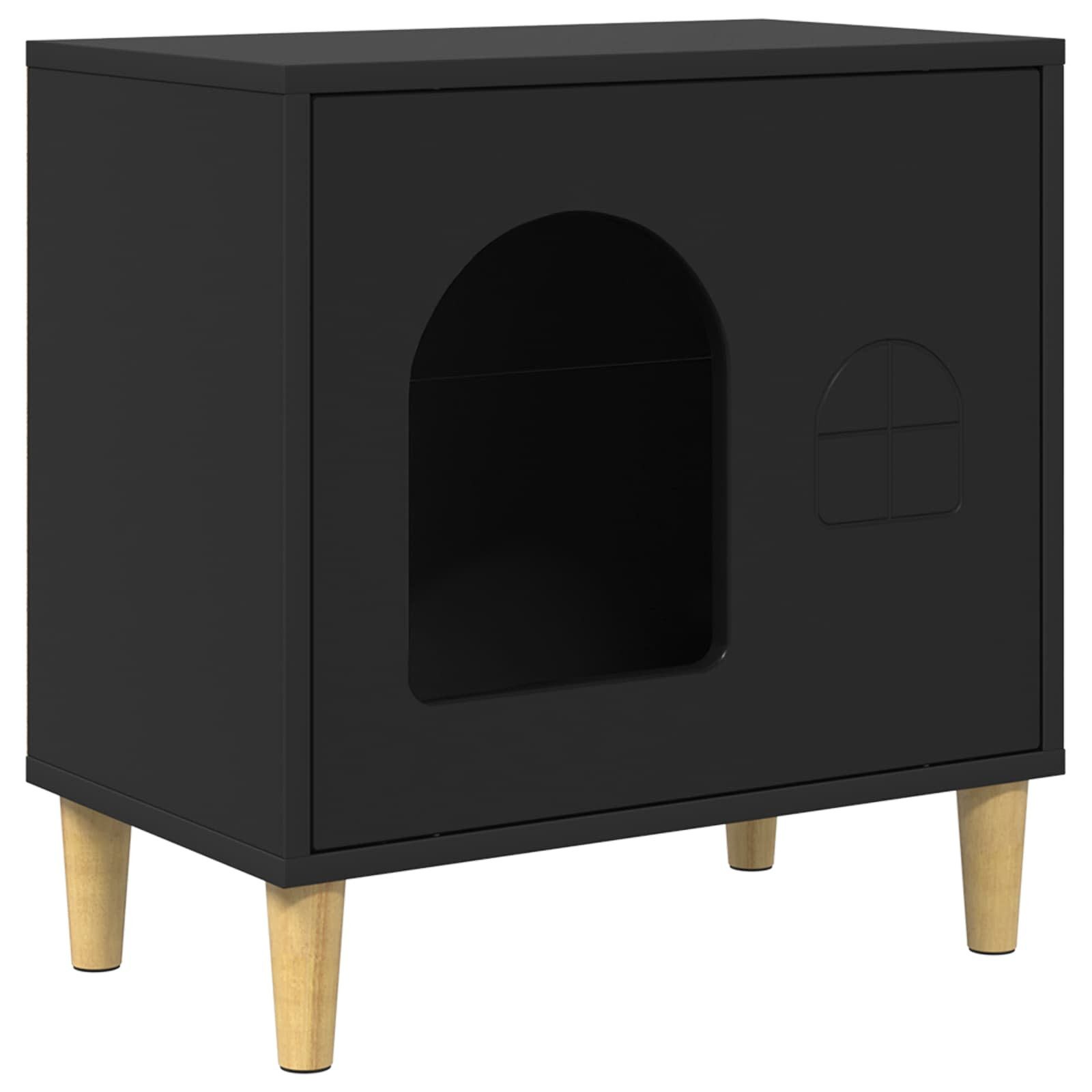 vidaXL Katzenhaus, Katzenhaus Schwarz 51 x 30 x 52 cm Holzwerkstoff