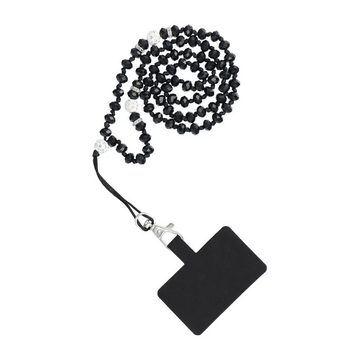 cofi1453 Anhänger Perlen kompatibel mit Smartphone / Kabellänge 74cm (37cm in einer Schlaufe) / für Hals - schwarz Smartphone-Tragegurt