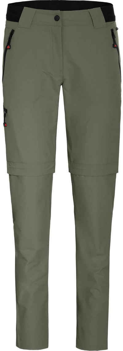 Bergson Zip-off-Hose VIDAA COMFORT Zipp Off (slim) Damen Wanderhose, leicht strapazierfähig, Normalgrößen, grau/grün