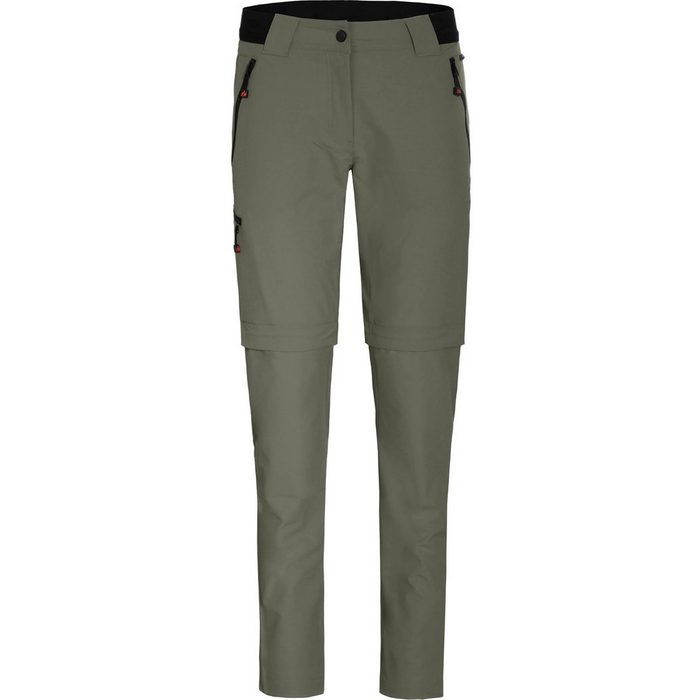 Bergson Zip-off-Hose VIDAA COMFORT Zipp Off (slim) Damen Wanderhose leicht strapazierfähig Normalgrößen grau/grün