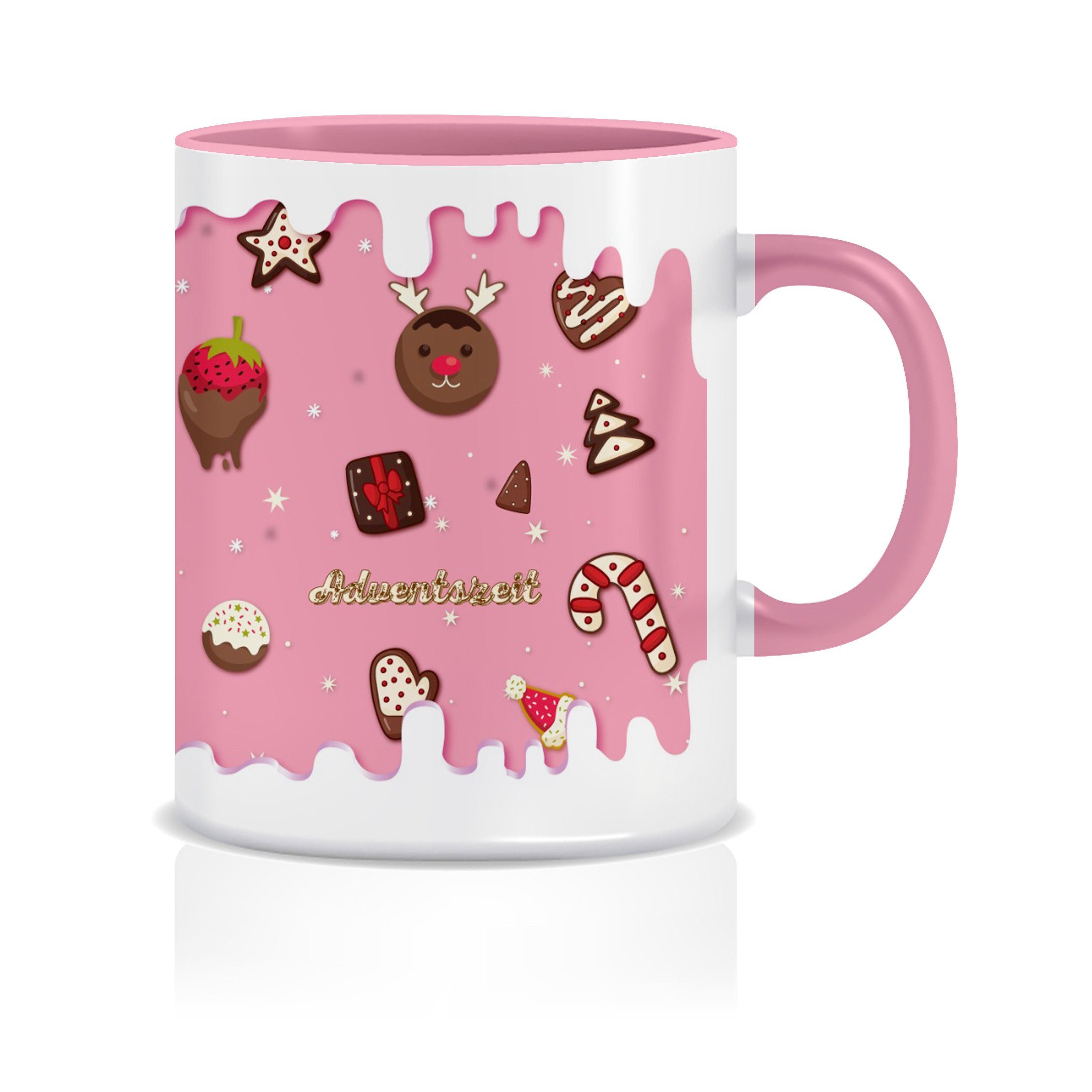 Giftandprint Becher Giftandprint Lebkuchen Weihnachtsdeko Weihnachten, Deko, Kaffeetassen, beidseitig, inkl. Geschenkbox, Spülmaschinen- und mikrowellengeeignet Pink