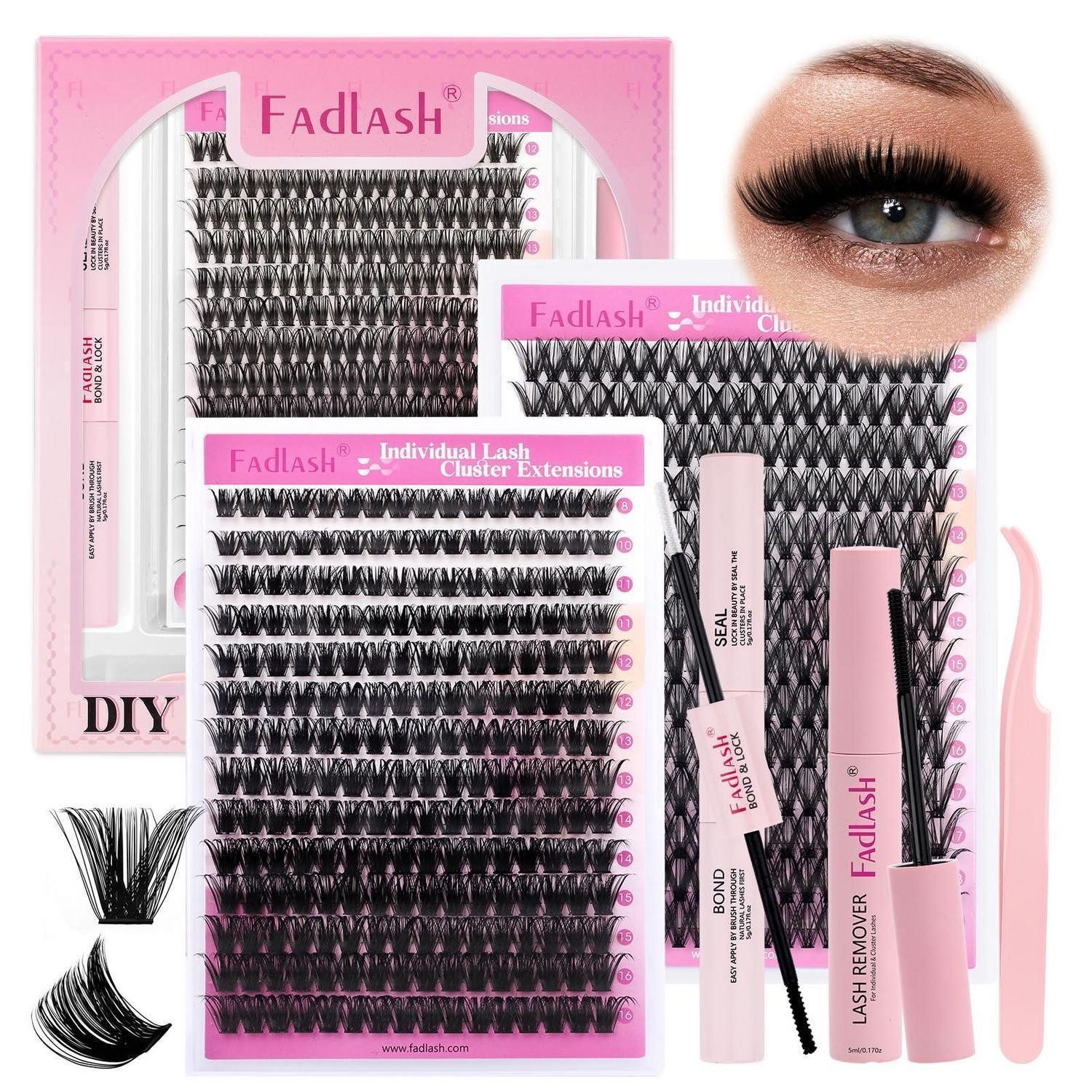 LuxusKollektion Einzelwimpern Wimpernverlängerungs-Set DIY mit Pinzette & Kleber