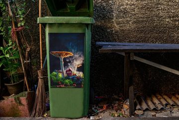 MuchoWow Wandsticker Kleines Haus unter einem Pilz (1 St), Mülleimer-aufkleber, Mülltonne, Sticker, Container, Abfalbehälter