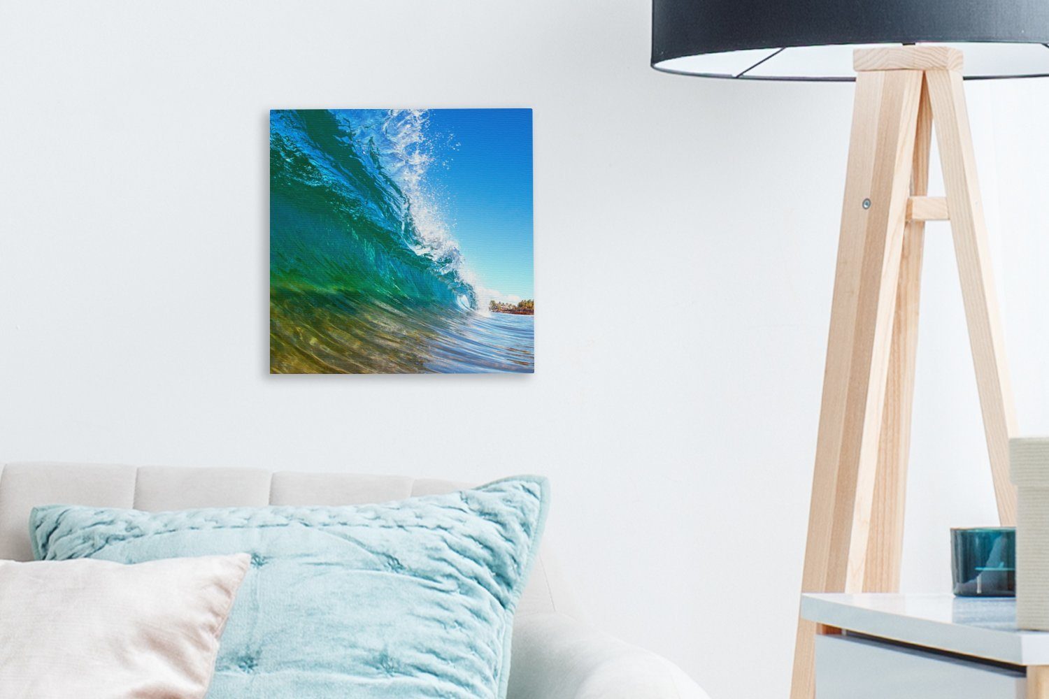 bricht, Leinwandbild OneMillionCanvasses® Küste (1 Bilder Schlafzimmer Nahaufnahme St), für der einer Welle, vor die von sich Leinwand Hawaii Wohnzimmer