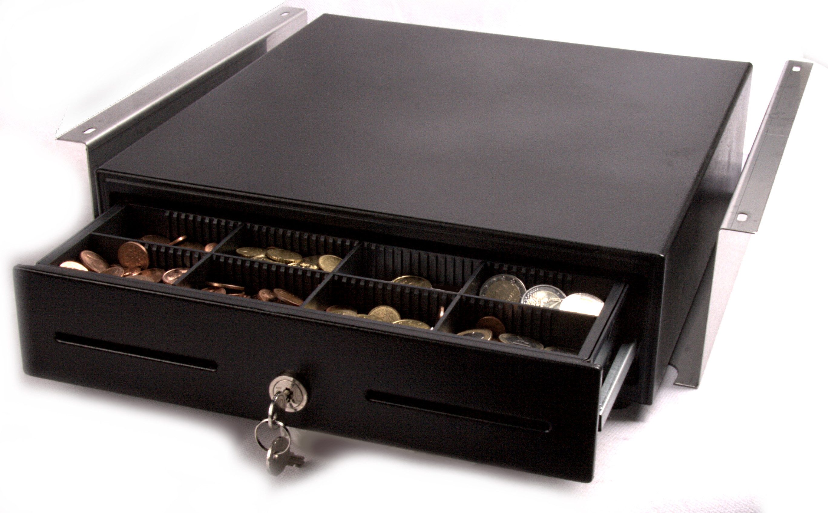 BlitzKasse Geldkassette Kassenlade mit Montagehalterung iQCash330Unt 33x35x10cm, RJ-11/12