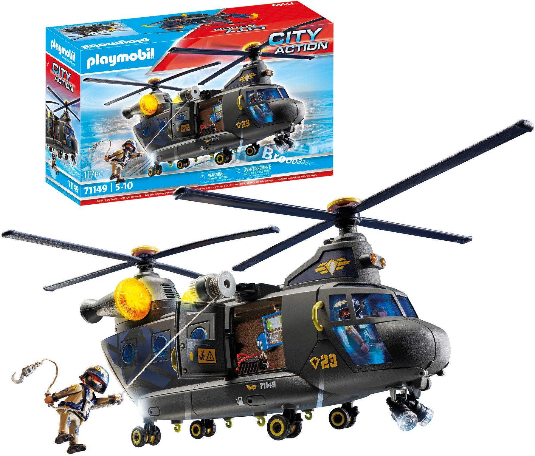 Playmobil® SWAT-Rettungshelikopter (71149), My Action Heroes Konstruktions-Spielset, (117 St), Made in Europe, mit Licht und Sound – Bild 3 von 5