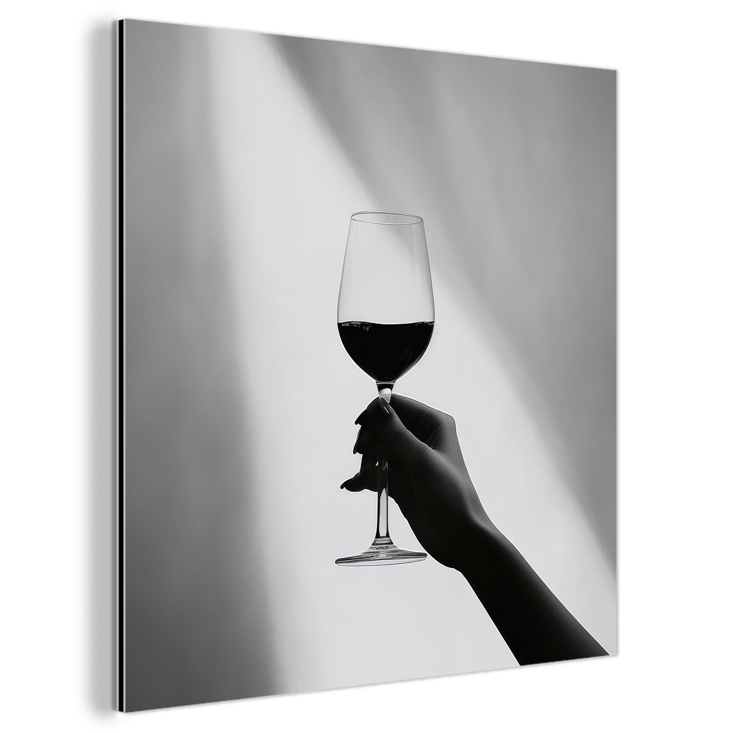 MuchoWow Metallbild Leicht - Wein - Rot - Glas, Inkl. Aufhängung, Alu-Dibond-Druck, Wandbild aus Metall, Aluminium deko, 20x20 cm