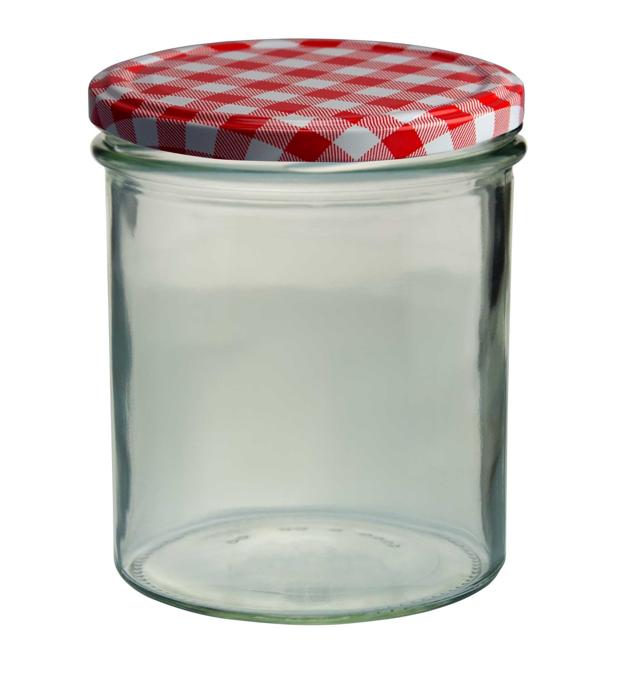 Marmeladenglas rot ml Einmachglas 12er karierter MamboCat 82 To 350 Deckel, Sturzglas Set Glas