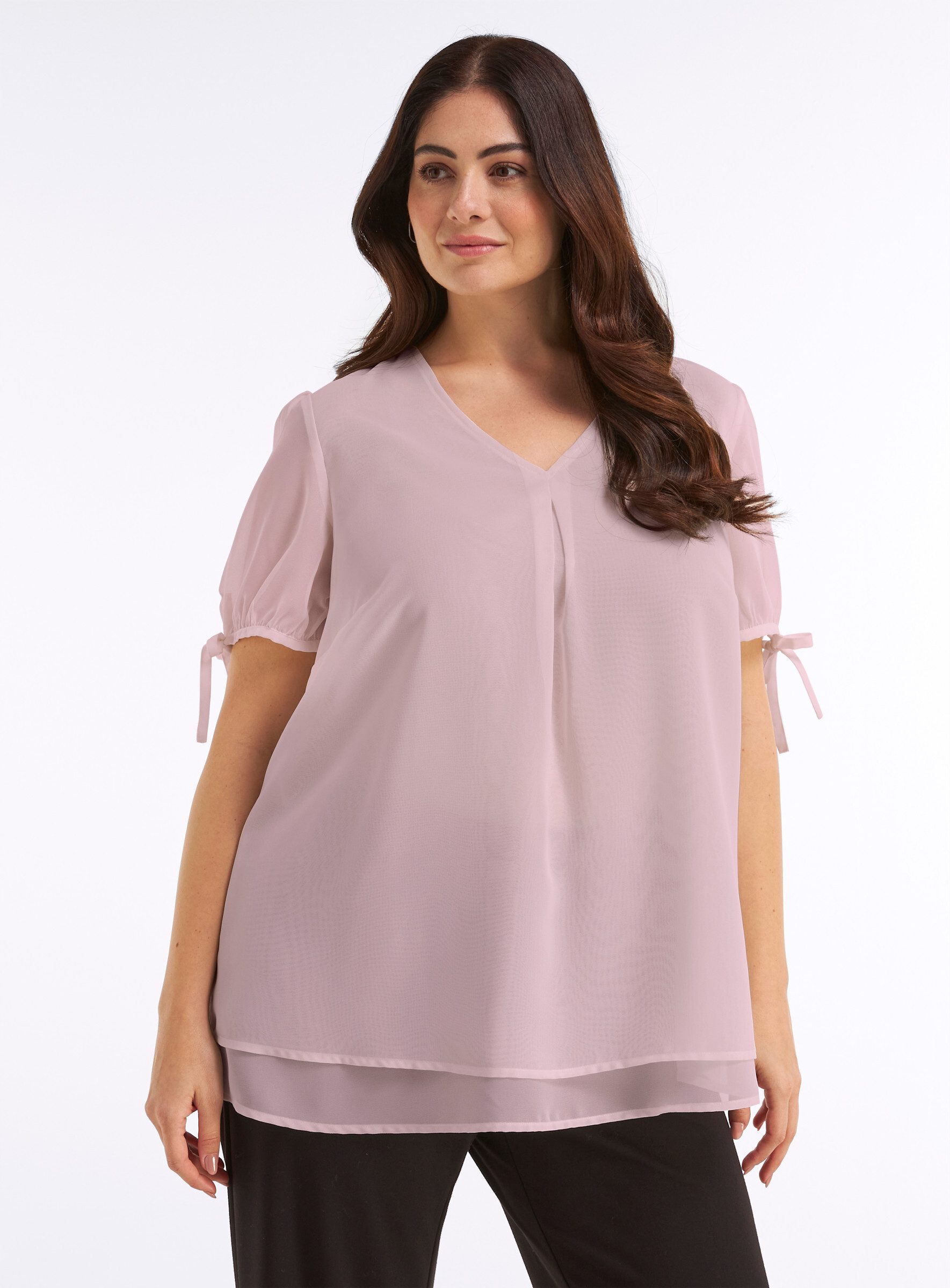 Sheego Klassische Bluse Tunika Kurzarm