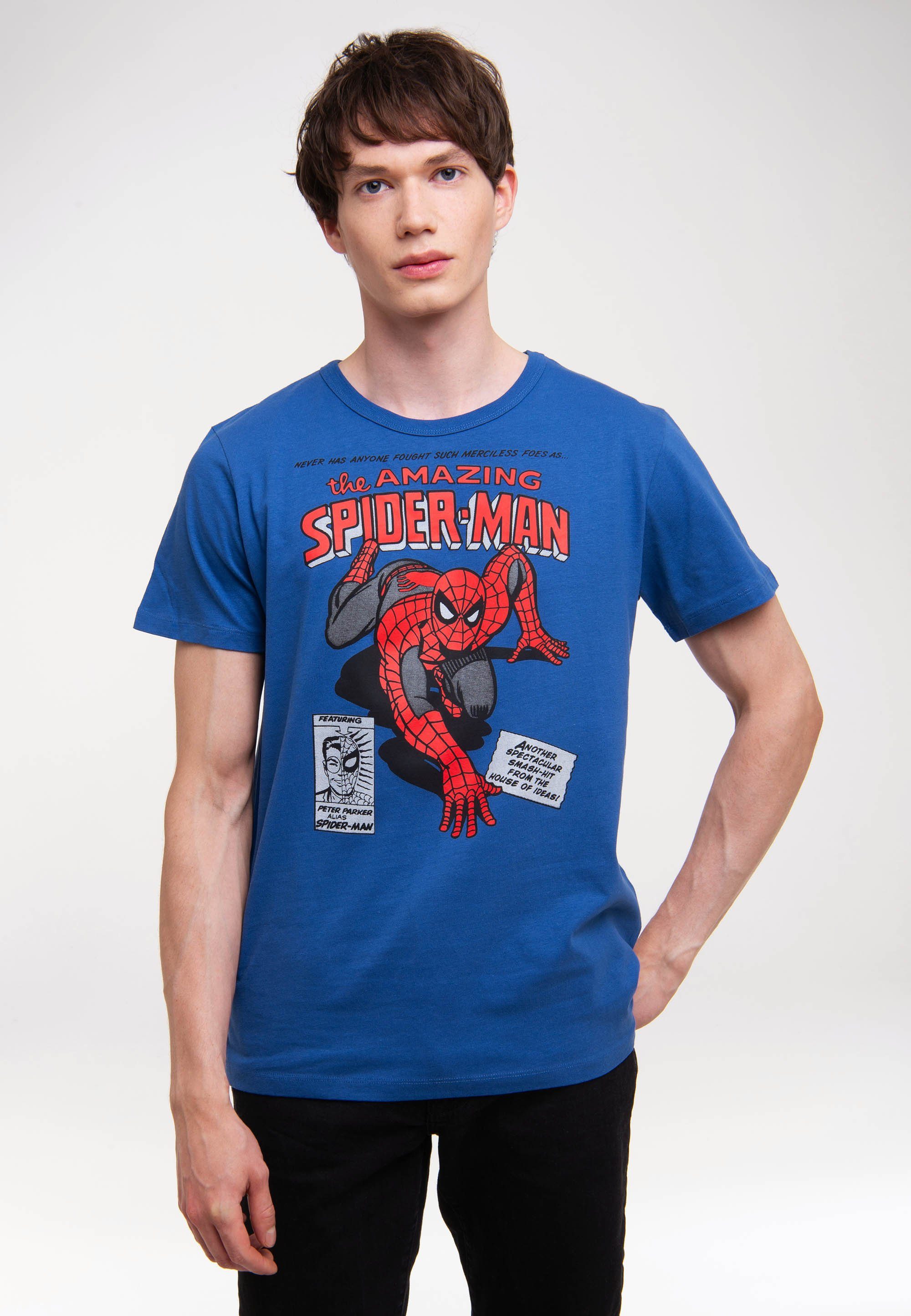 LOGOSHIRT T-Shirt Marvel lizenziertes - Offiziell lizenziertem T-Shirt Merciless Print, Spider-Man Foes Grafik mit