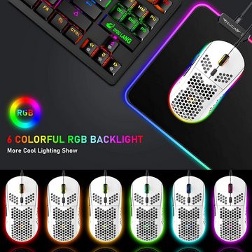 LexonElec RGB 14 Hintergrundbeleuchtungseffekte Tastatur- und Maus-Set, mit 62 Tasten und leuchtenden Kapppen für Gaming, Asthetisches Design