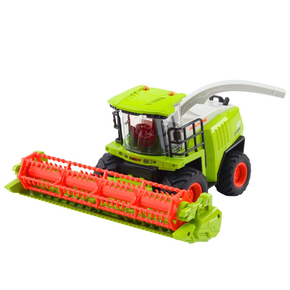 LEAN TOYS Spielzeug-Mähdrescher Feldhäcksler Erntefahrzeug Landmaschine, (Spar-Set, 1-tlg., 36 x 21 x 23 cm fahrbar), 2,4 GHz, Licht & Sound, abnehmbares Schneidwerk