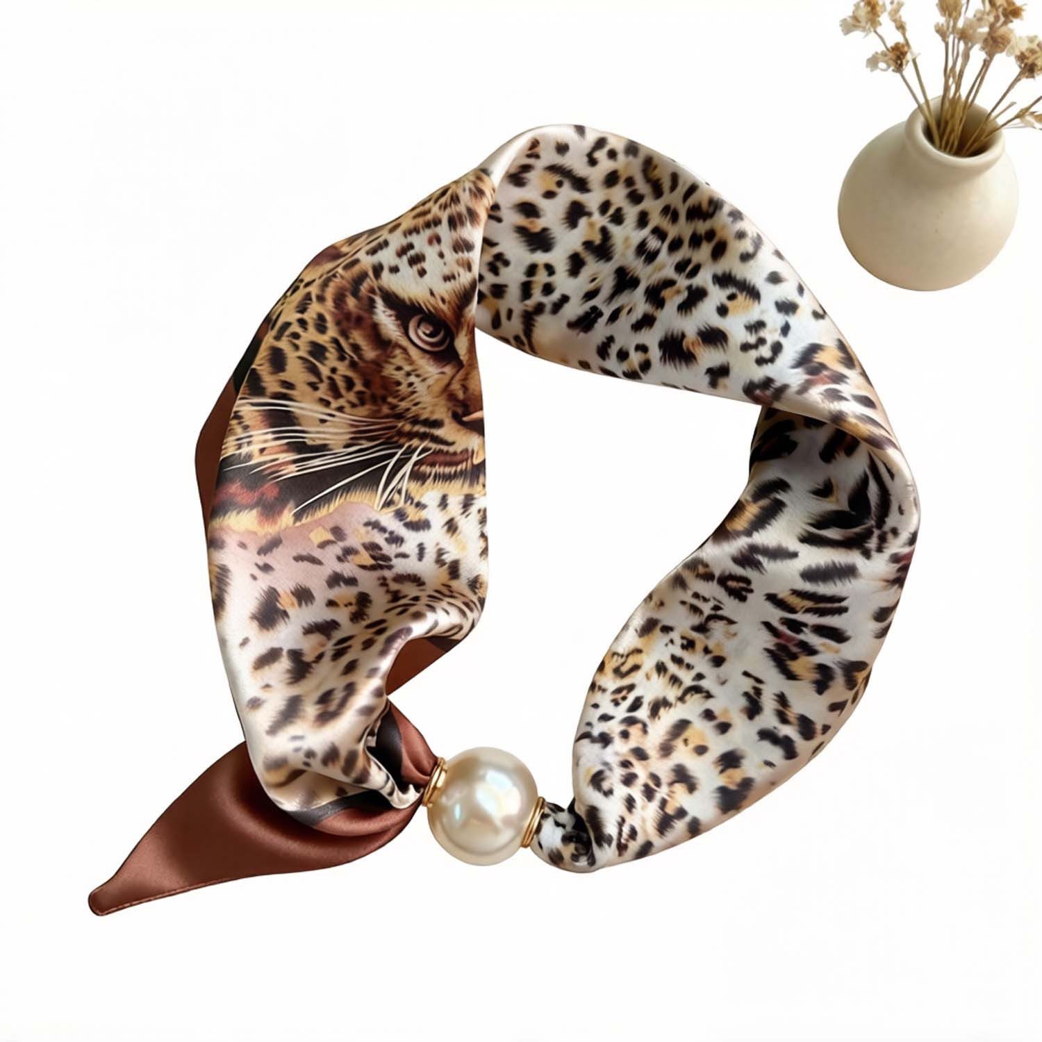 Bwecuy Modetuch Perlen Schal mit Magnetverschluss,Satin Seidenschal