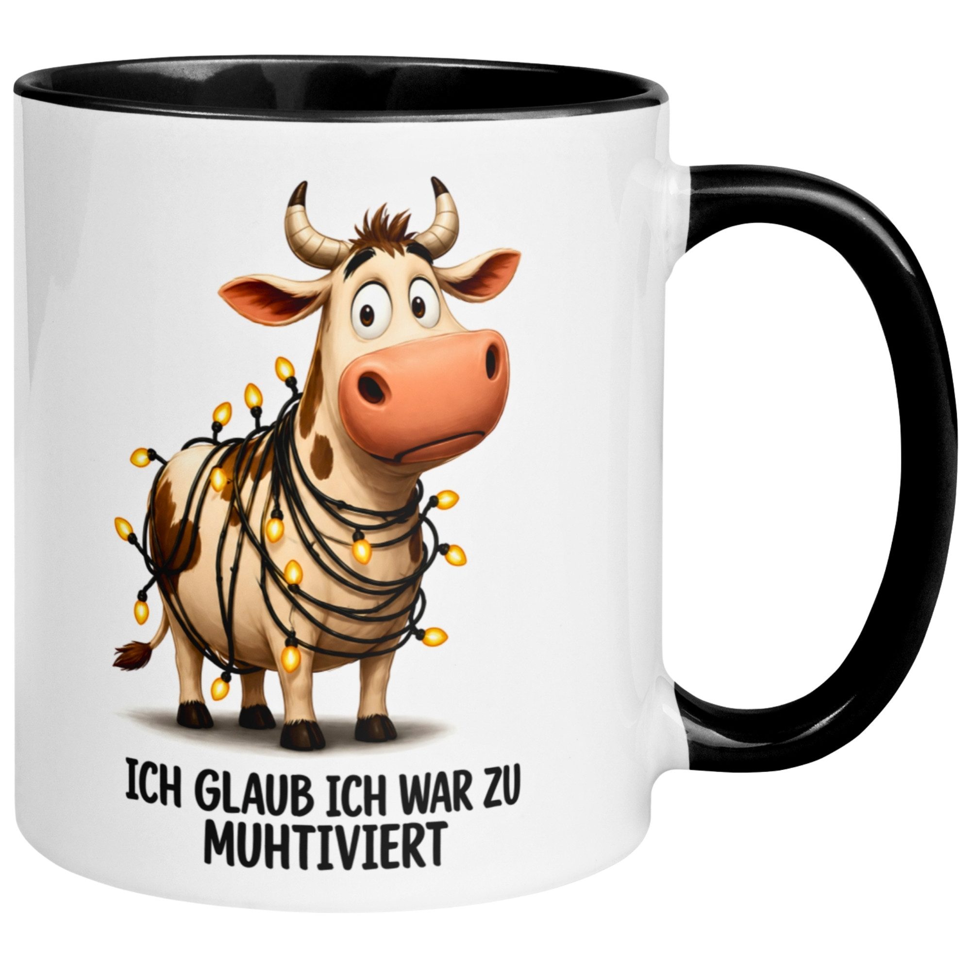 Momentals Tasse Kuh – „Ich glaub ich war zu Muhtiviert“ – lustiges Geschenk fürs Büro, Gratis Versand · Links-&Rechtshänder · Spülmaschinenfest