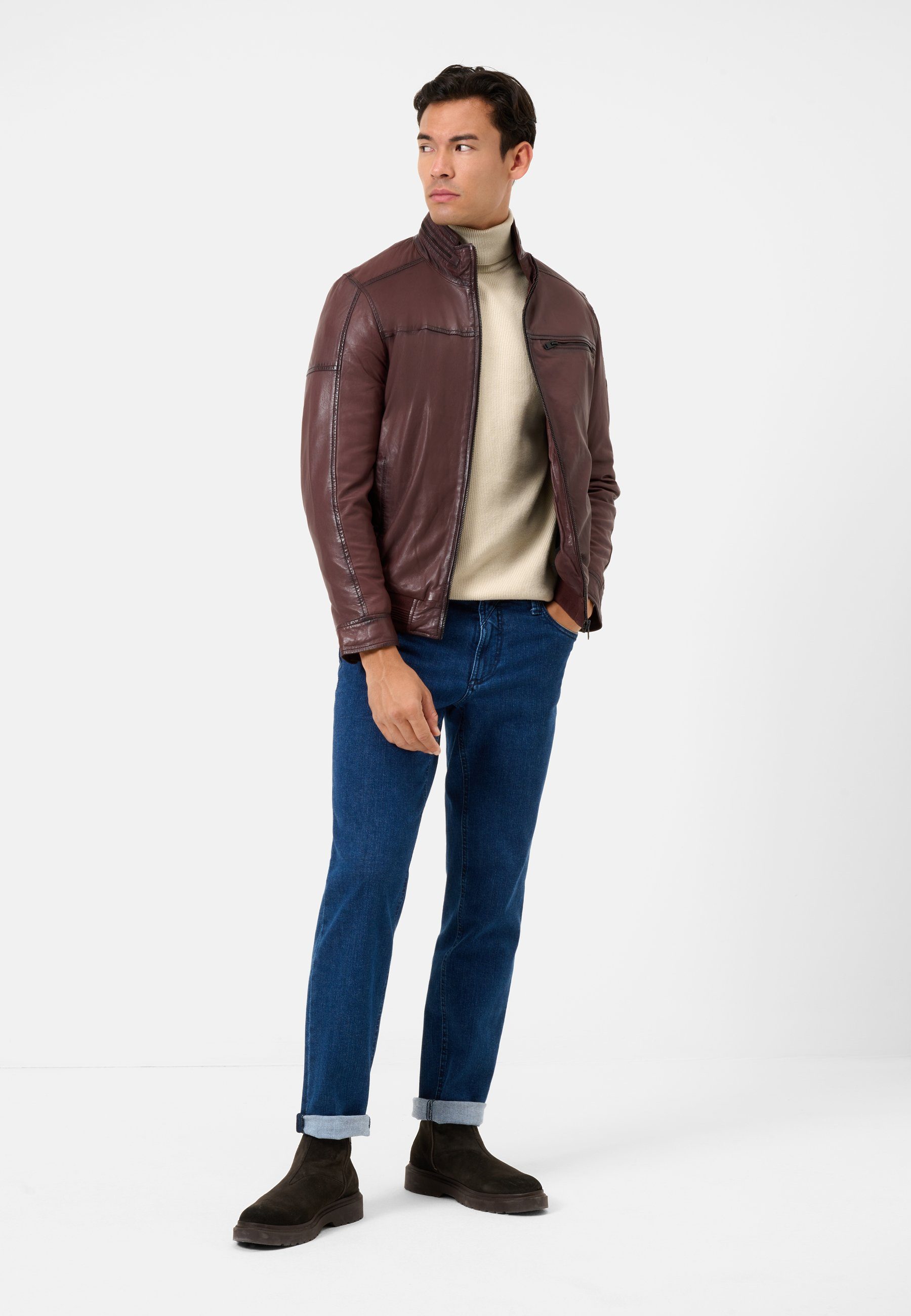 RICANO Lederjacke Ricma Lederjacke im Blouson-Stil mit Stehkragen und Baumwoll-Innenfutter