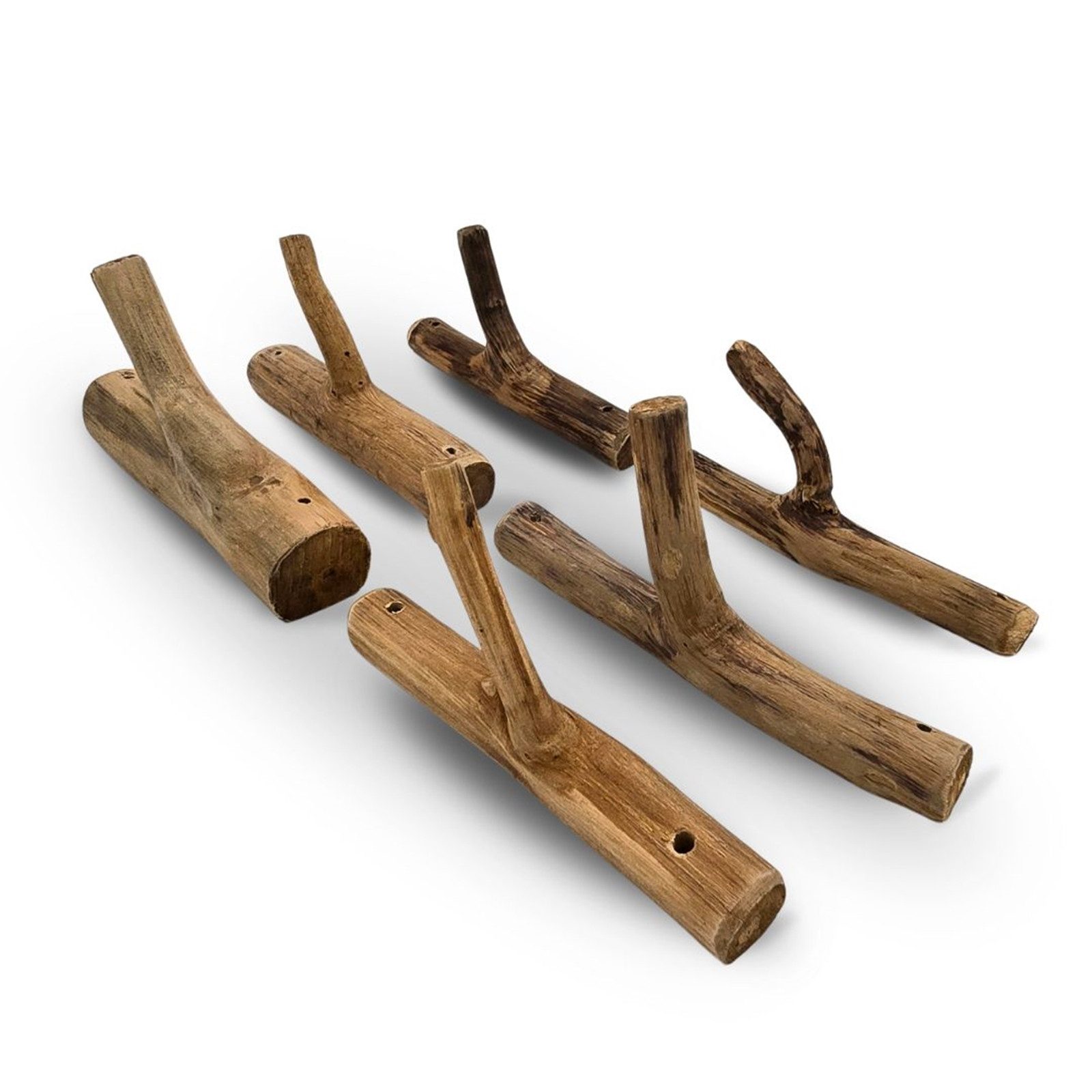 DESIGN DELIGHTS Wandgarderobe Garderobenhaken 6er Set LIMB, Holz massivholz Wurzel, Kleiderhaken Wa