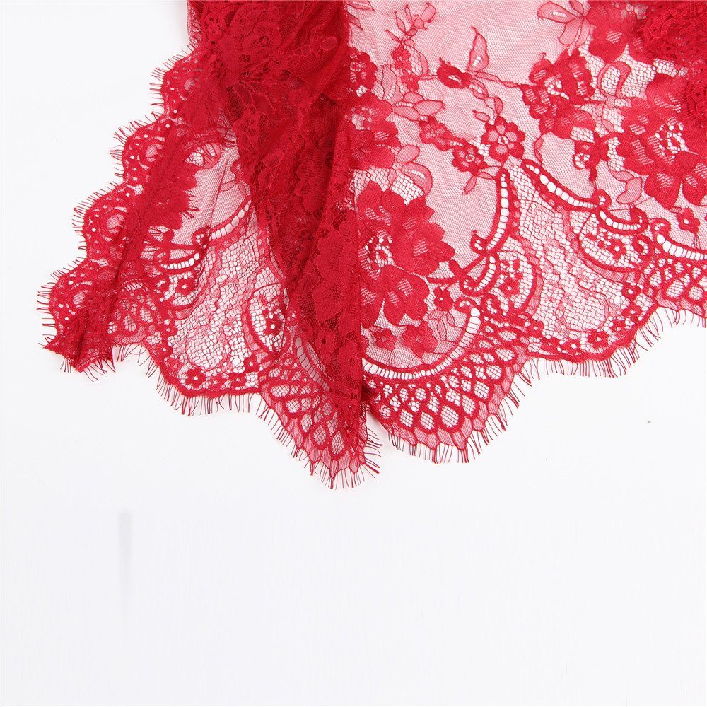 in sexy Organza transparenter Spitze, aus Lingerie Dessous mittellang Shanon Kimono rot, Kimono