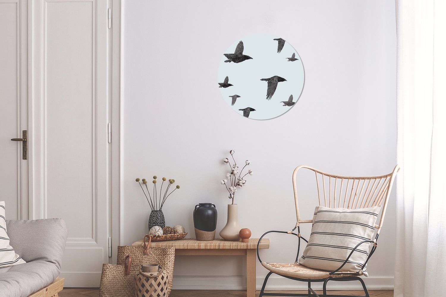 Gemälde cm Kreis Muster, Wandbild, (1 Forex, Vögel Rundes Wanddekoration MuchoWow Fliegen St), Wohnzimmer, - 30x30 -