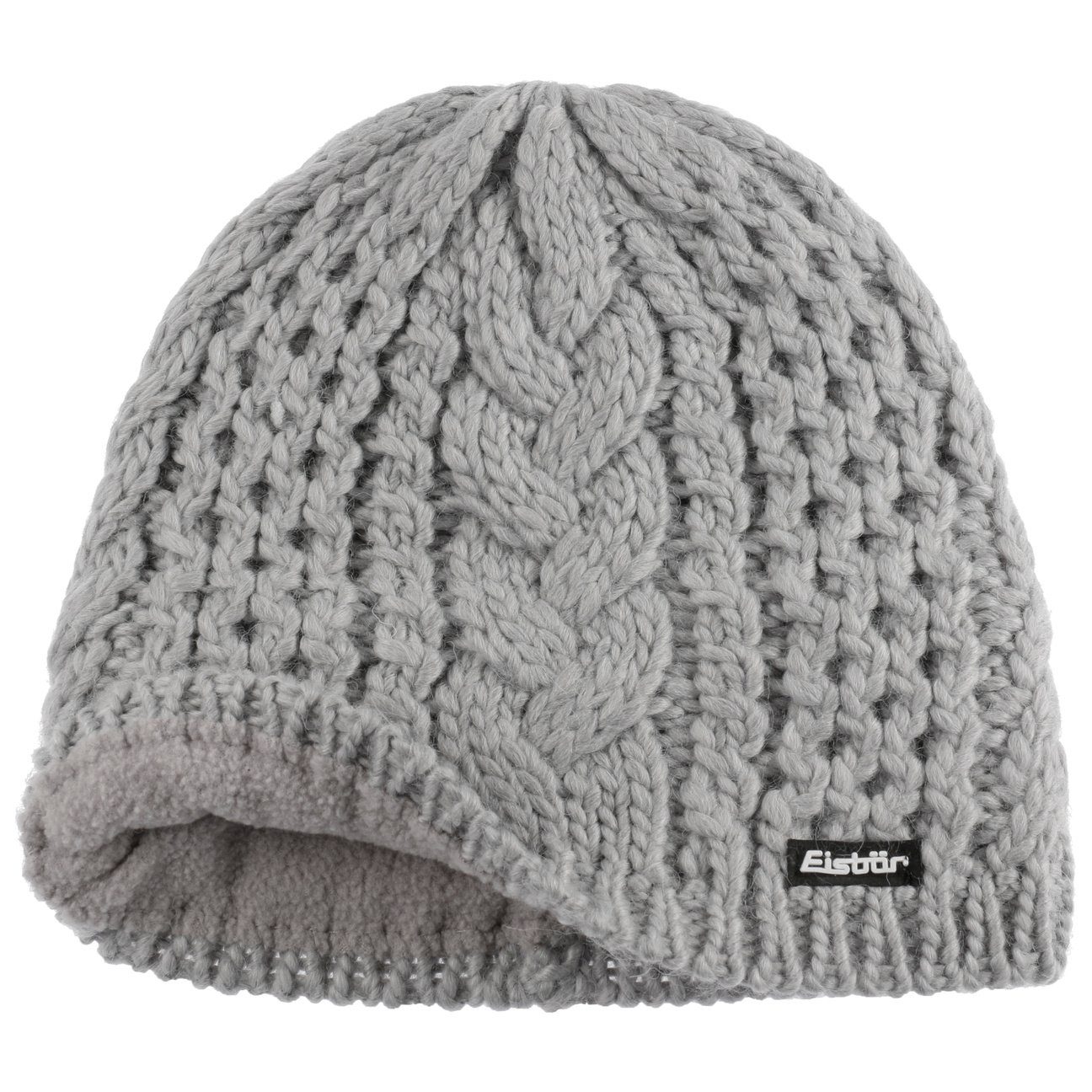 hellgrau Strickmütze Beanie Futter (1-St) Eisbär mit