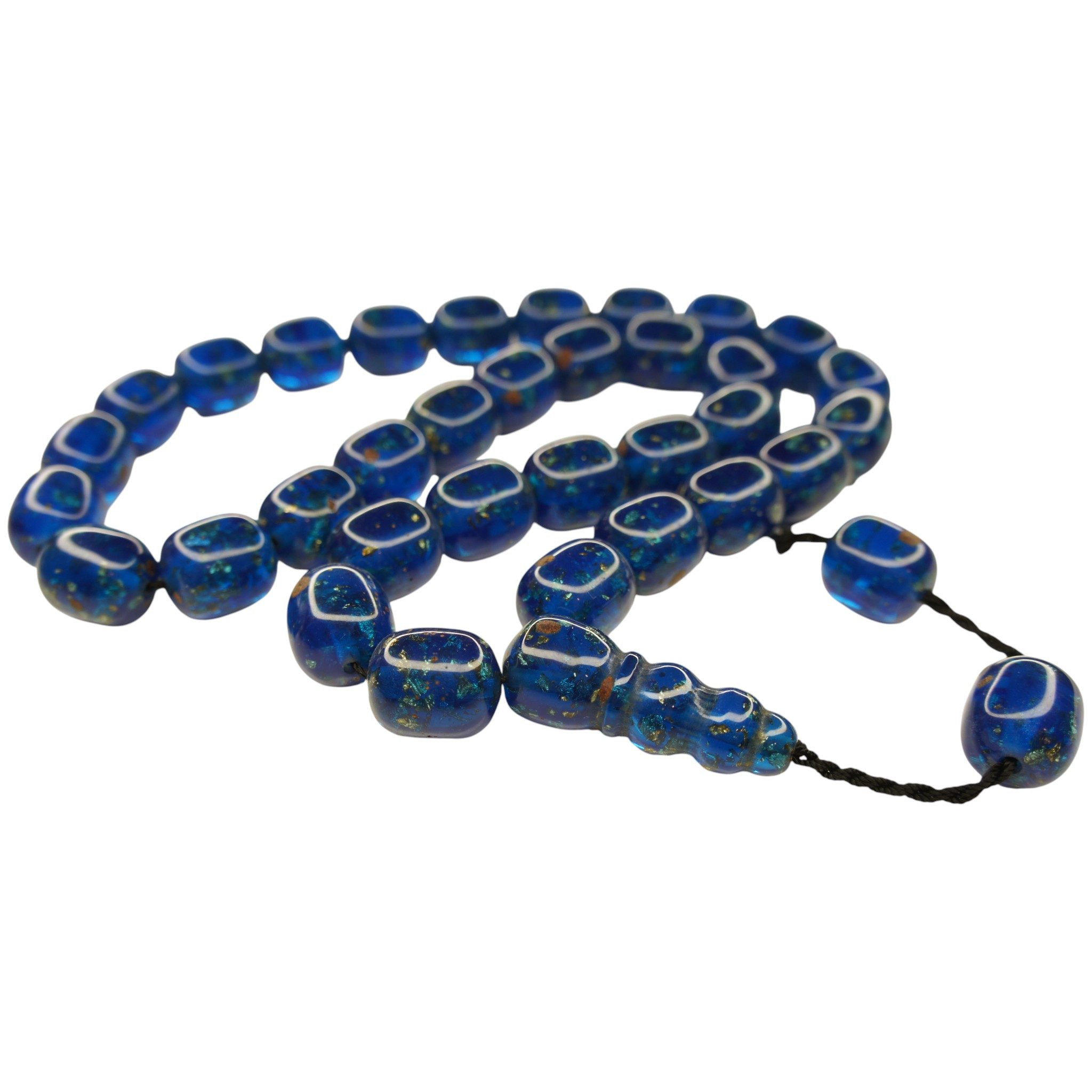 TesbihBid Kettenanhänger Osmanische Katalin Bakalite Gebetskette in Blau (Bakalite Subha Ates, Amber Prayerbeads Rosary Faturan, 33-tlg., Die Schnösten Geschenk für Manner), Gebetskette Tesbih Misbaha Tasbeeh