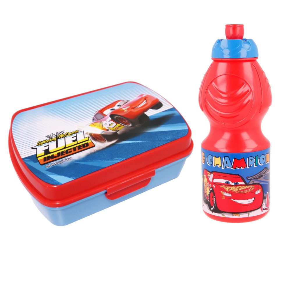 Disney Lunchbox Disney Cars Lightning McQueen 2 teiliges Lunch Set Kunststoff 2 tlg Brotdose Trinkflasche Snackbox