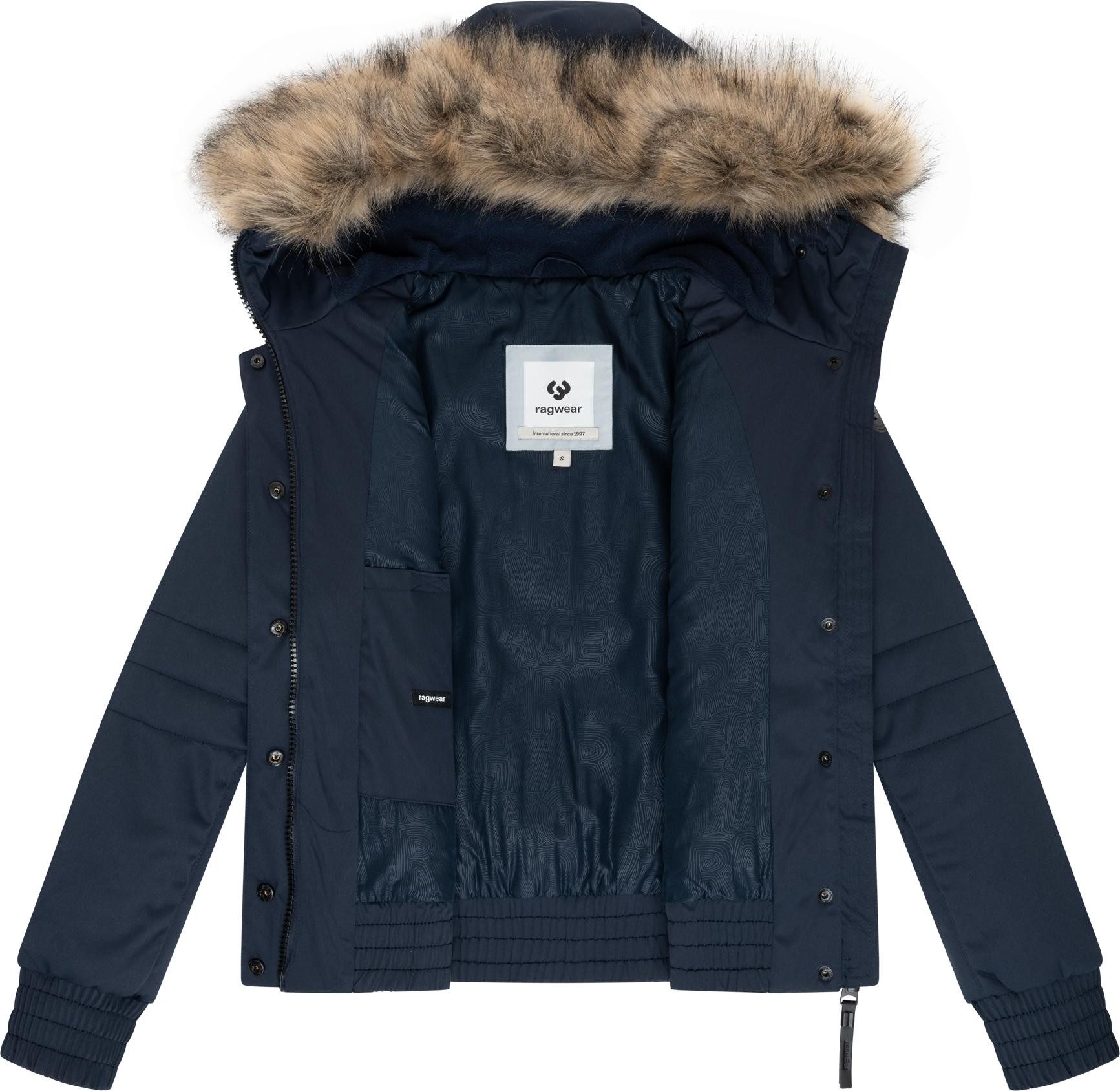 Ragwear Winterjacke Deluxia YOUMODO modische Damen Bomberjacke mit Kunstfell