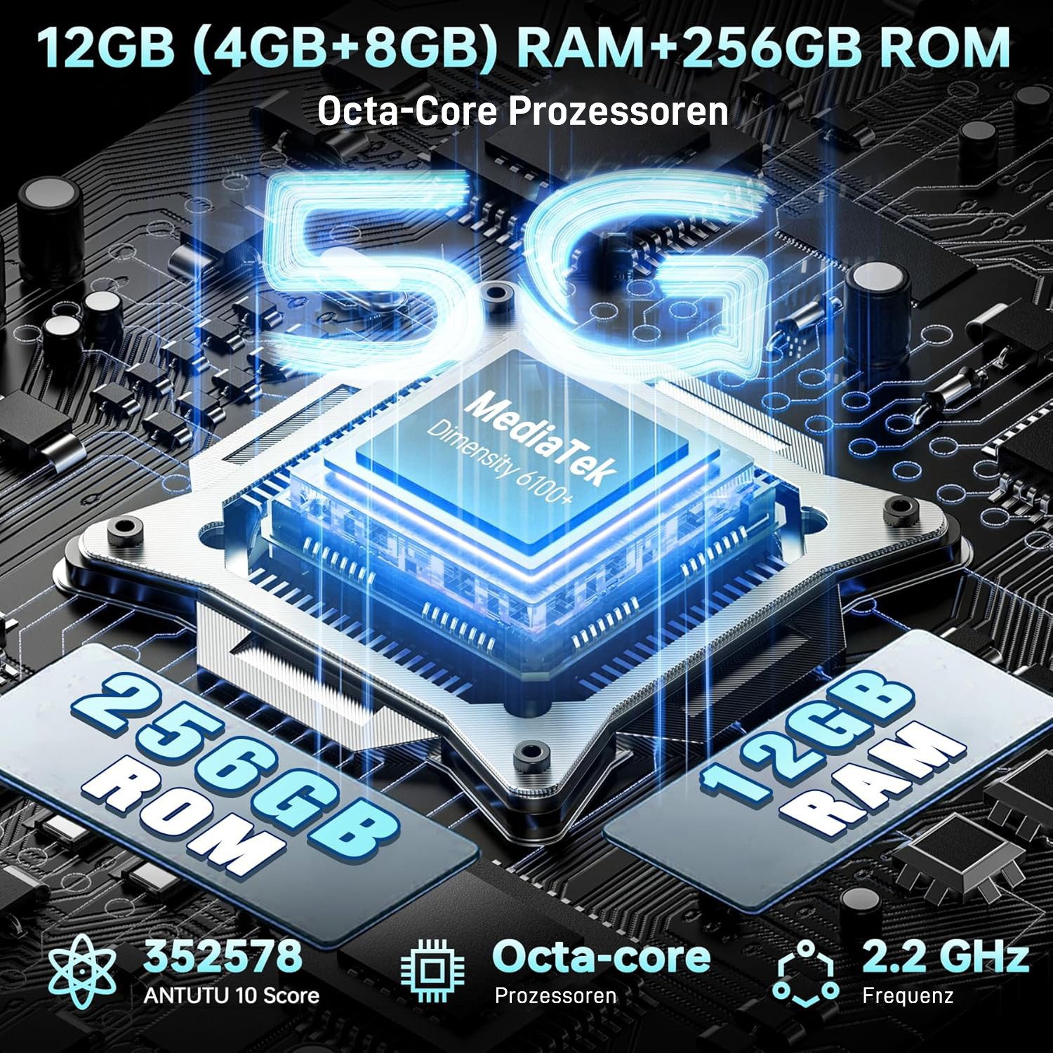 OUKITEL WP50 16GB RAM+256GB ROM 5G Outdoor Smartphone (16,76 cm/6.6 Zoll, 256 GB Speicherplatz, 48 MP Kamera, 6500mAh, IP68 Baustellenhandy, Android 14, NFC, OTG, GPS)