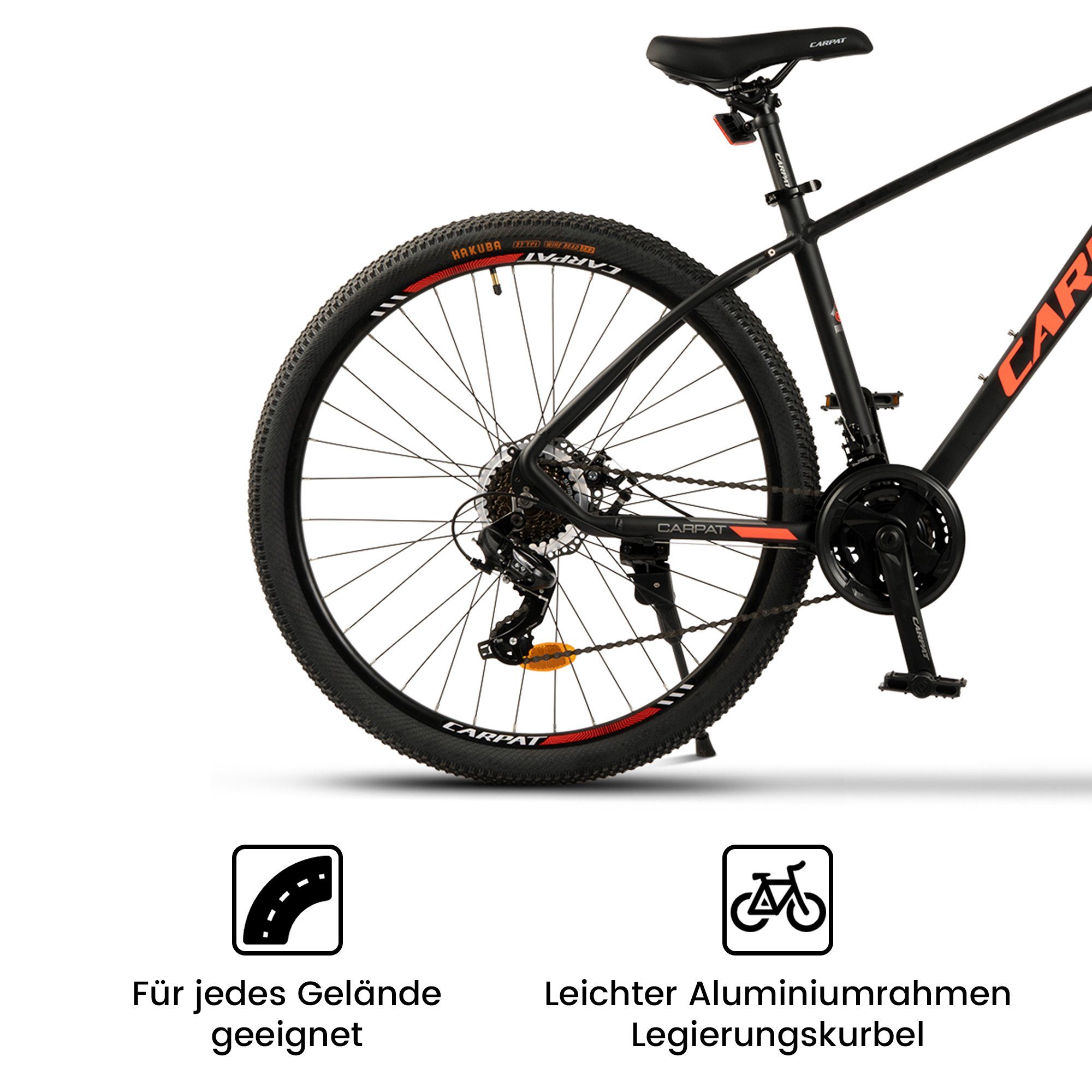 CARPAT SPORT Mountainbike 27,5 29 Zoll MTB Fahrrad für Herren Damen, 21 Gang Shimano TZ Tourney Schaltwerk, Kettenschaltung, (Aluminium Rahmen, Mechanische Scheibenbremse), Hardtail Fahrrad