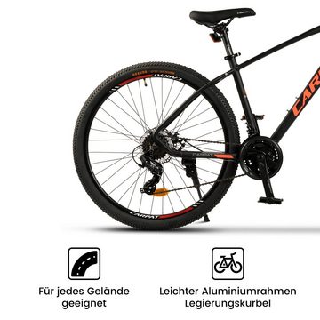 CARPAT SPORT Mountainbike 27.5 29 Zoll Alu-Rahmen Pro MTB für Herren, Damen, Mädchen und Jungen, 21 Gang Shimano, Kettenschaltung, (Set), Hardtail Fahrrad, Jugendfahrrad