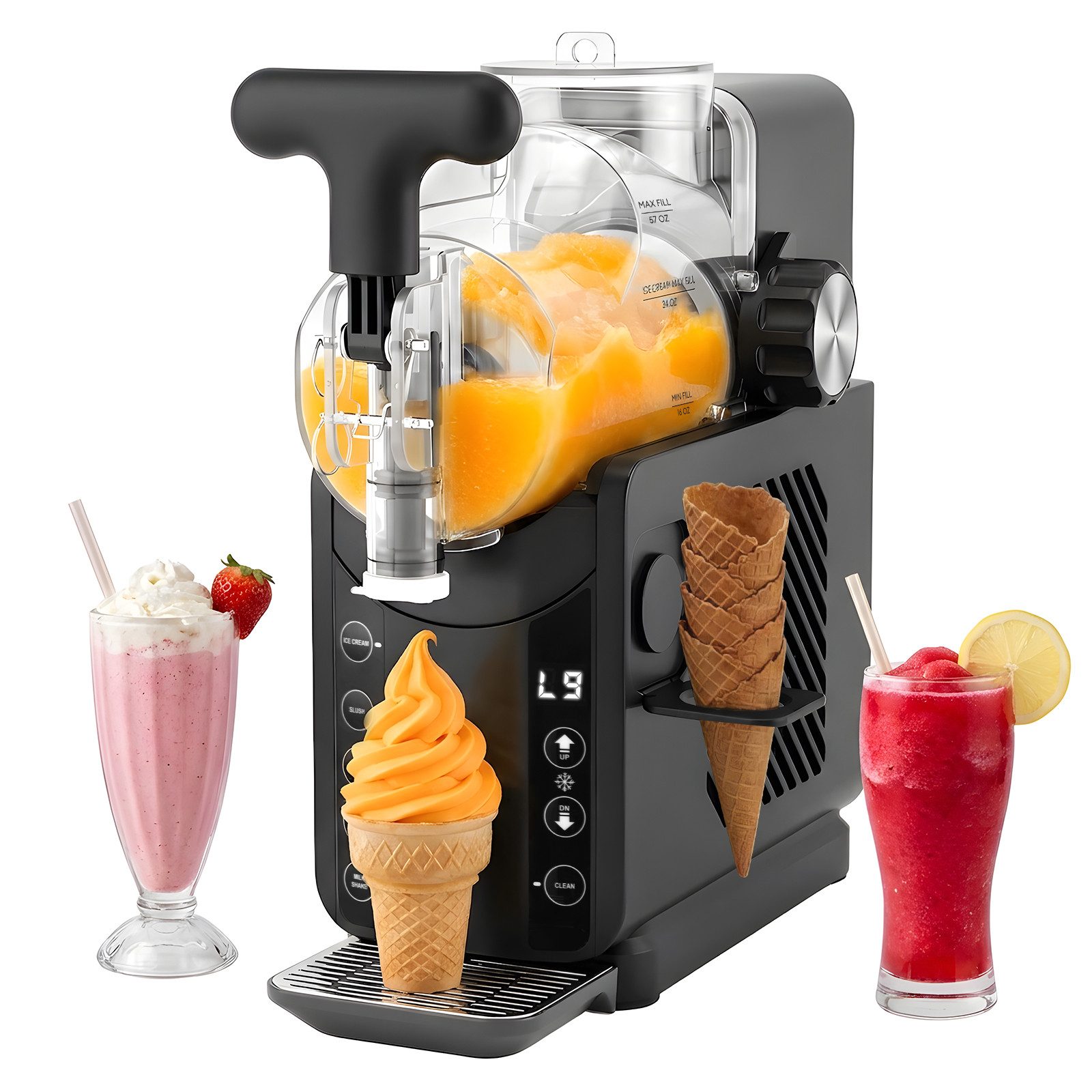 Slush-Eismaschine Ice Cream Maker Machine 5 Programme ohne Eis benötigt Selbstreinigung