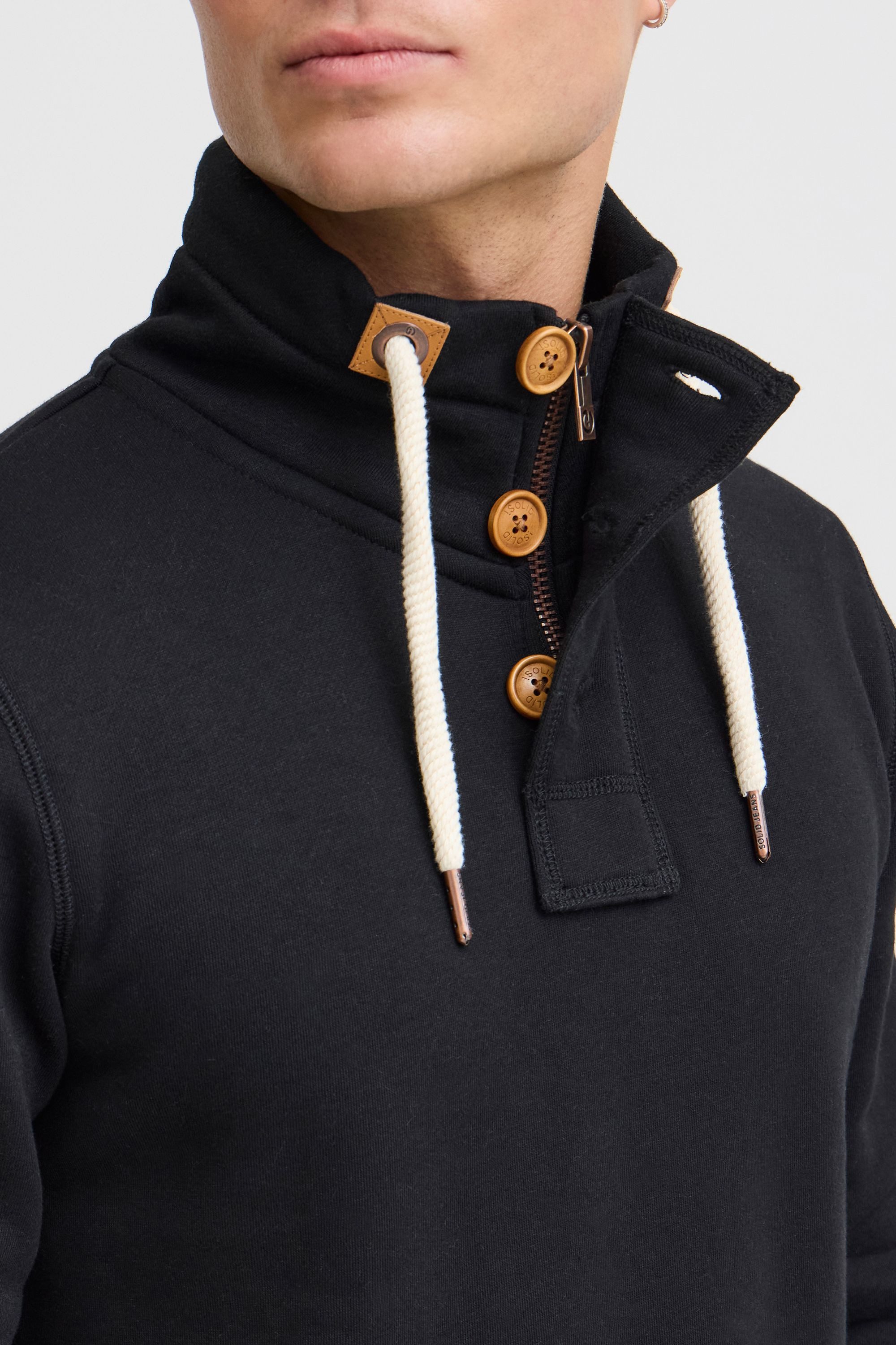!Solid Stehkragenpullover SDTripTroyer Sweatpullover mit Knopfleiste