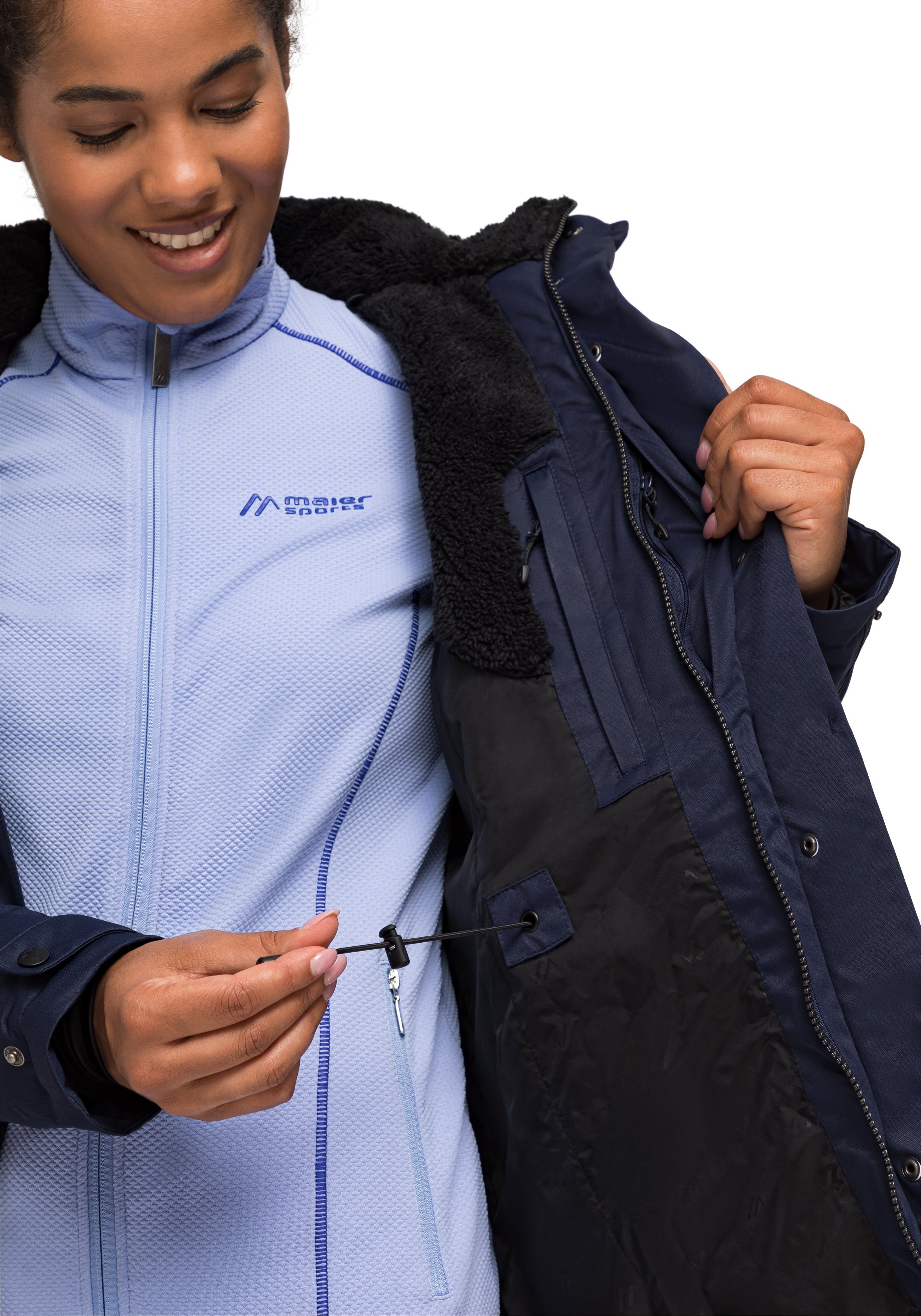 Maier Wetterschutz vollem Outdoor-Mantel Sports dunkelblau mit 2 Lisa Funktionsjacke