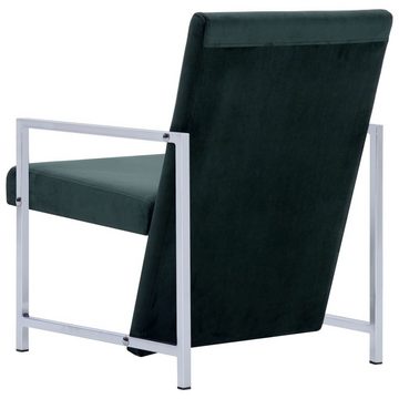 vidaXL Sessel Sessel mit Verchromten Füßen Dunkelgrün Samt (1-St)