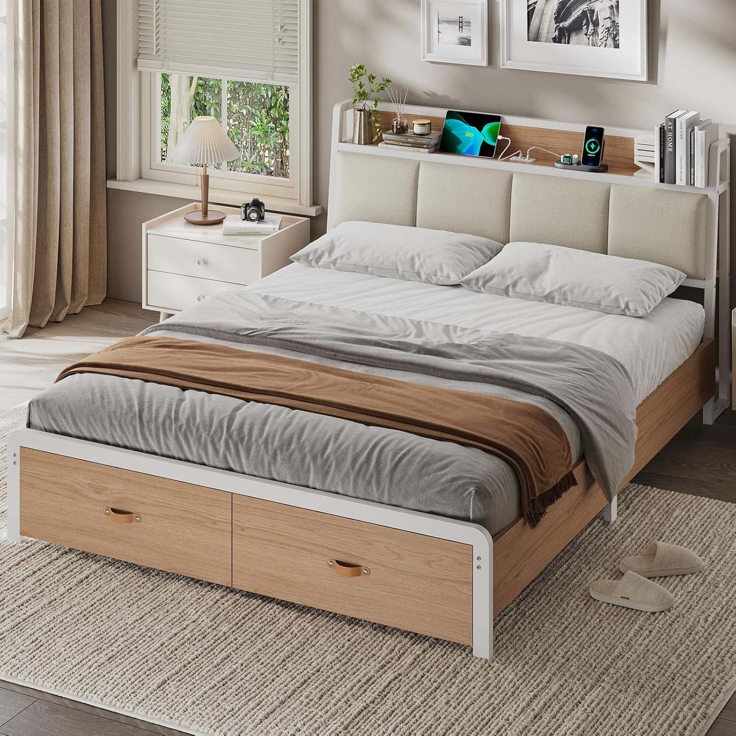 KIMENICH Metallbett Bettgestell mit Ladestation und 2 Schubladen, Jugendbet günstig online kaufen