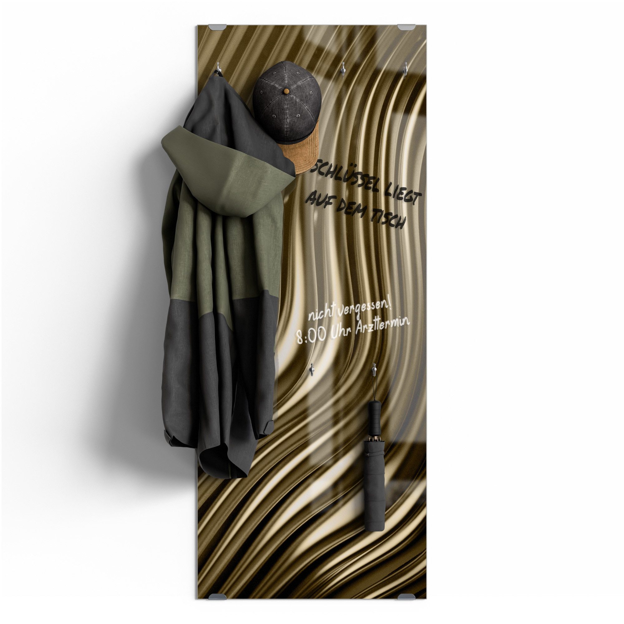 DEQORI Kleiderhaken 'Goldenes Rillendesign', Glas Garderobe hängend Flur Ja günstig online kaufen